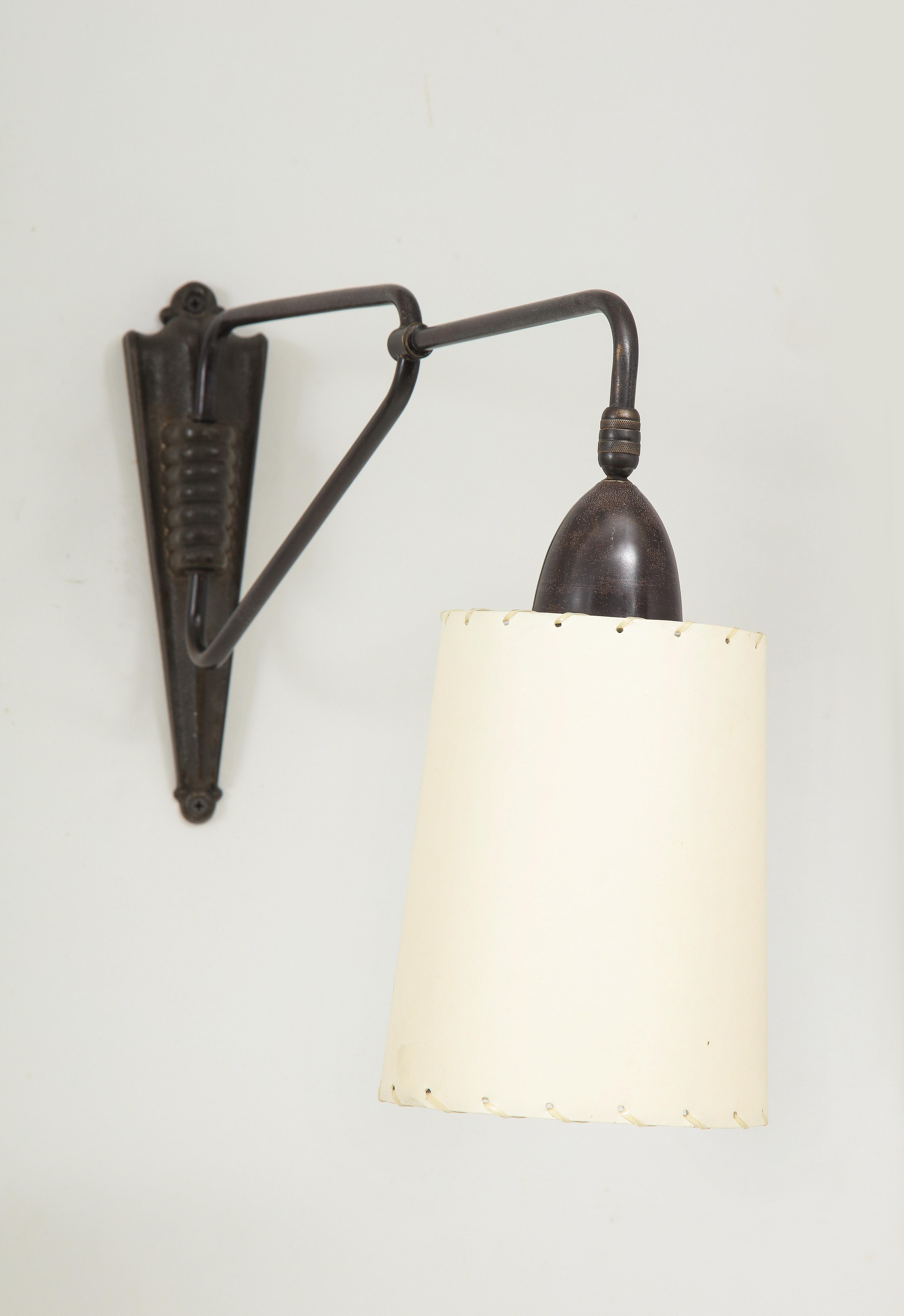 20th Century Swing Arm Sconce in Two Tone Patina, France 1950's For Sale