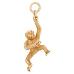Swinging Chimpanzee Yellow Gold Pendant