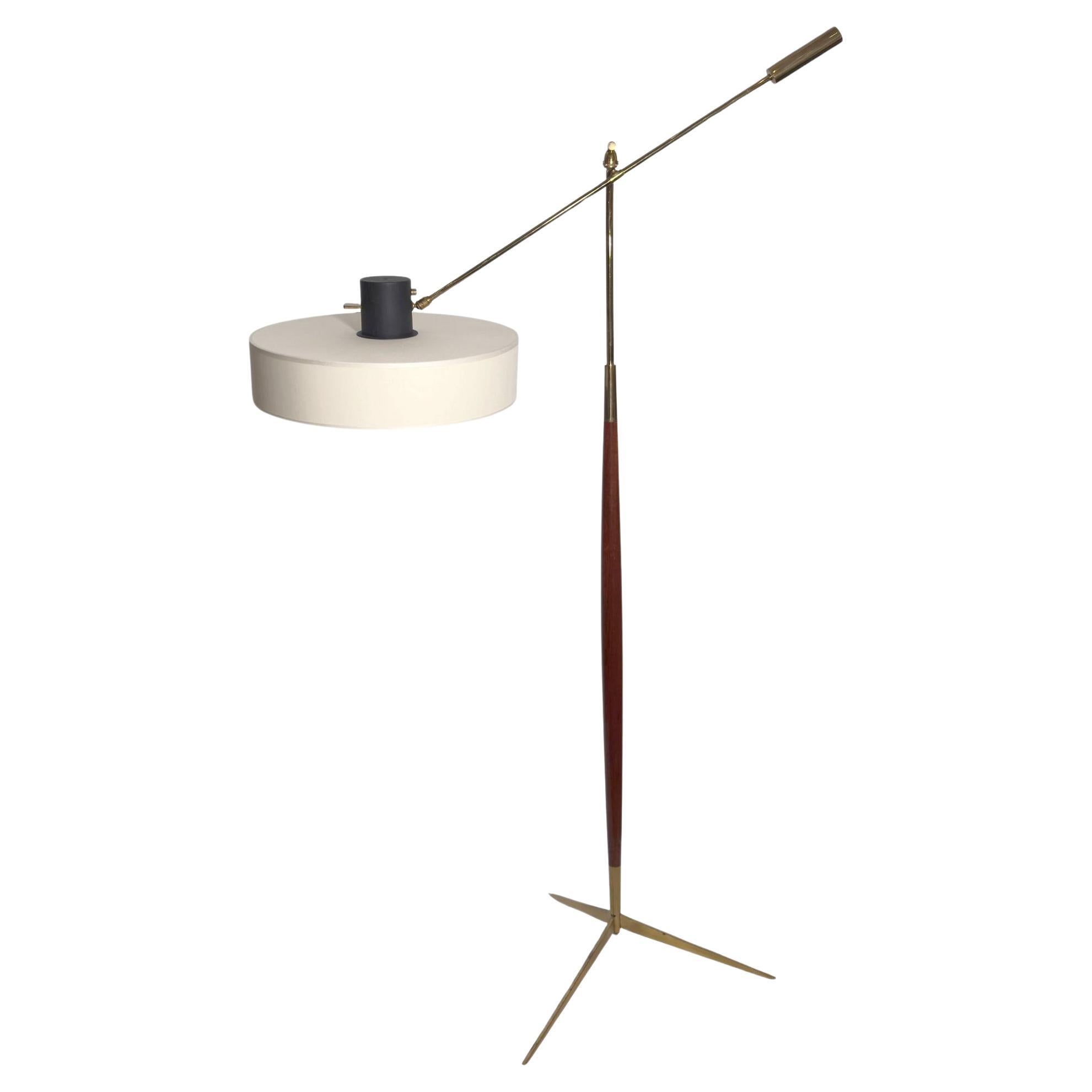 Swinging floor lamp with pendulum, Edition Maison Lunel, France, circa 1950