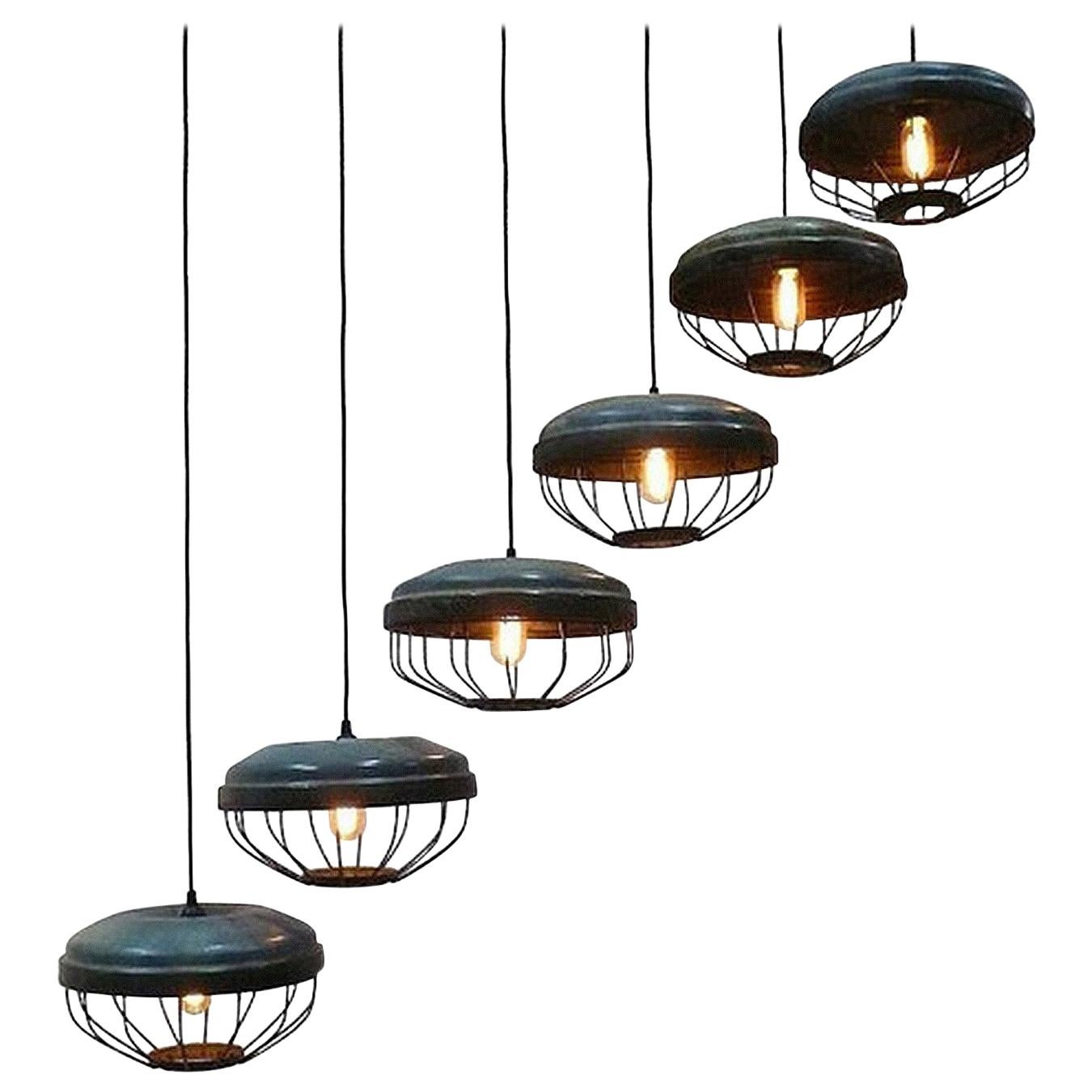 Swinging Metal Enameled Lamps