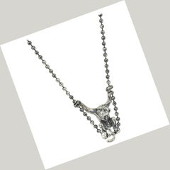 Swinging Sterling Silber Affe auf lange Kugelkette Halskette