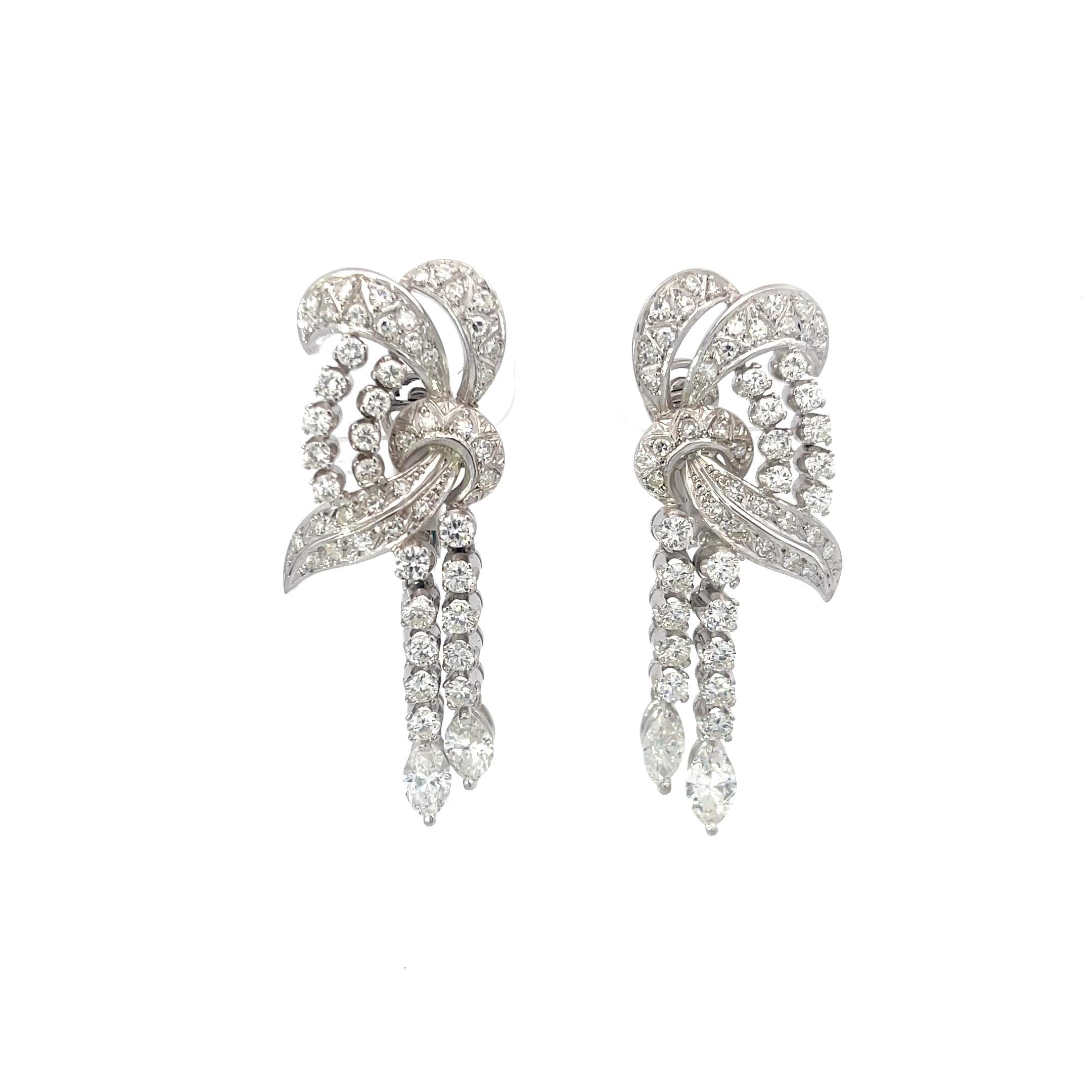 Round Cut Swirl 6.25ctw Diamond Earrings Platinum For Sale