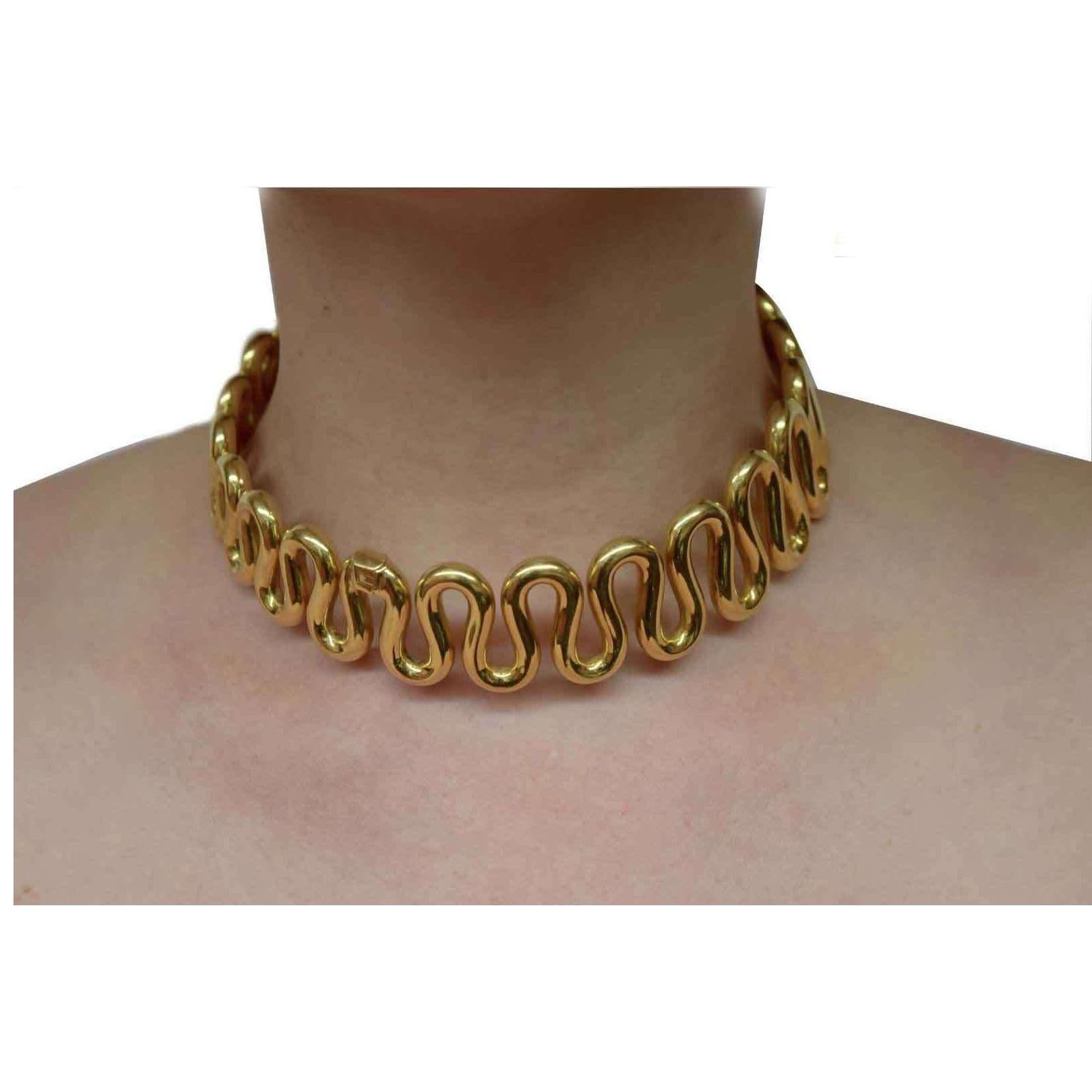 Women's or Men's Swirl Choker Yellow Gold, Necklace