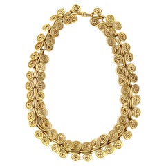 Retro Swirl Design 14k Yellow Gold Collar Necklace 