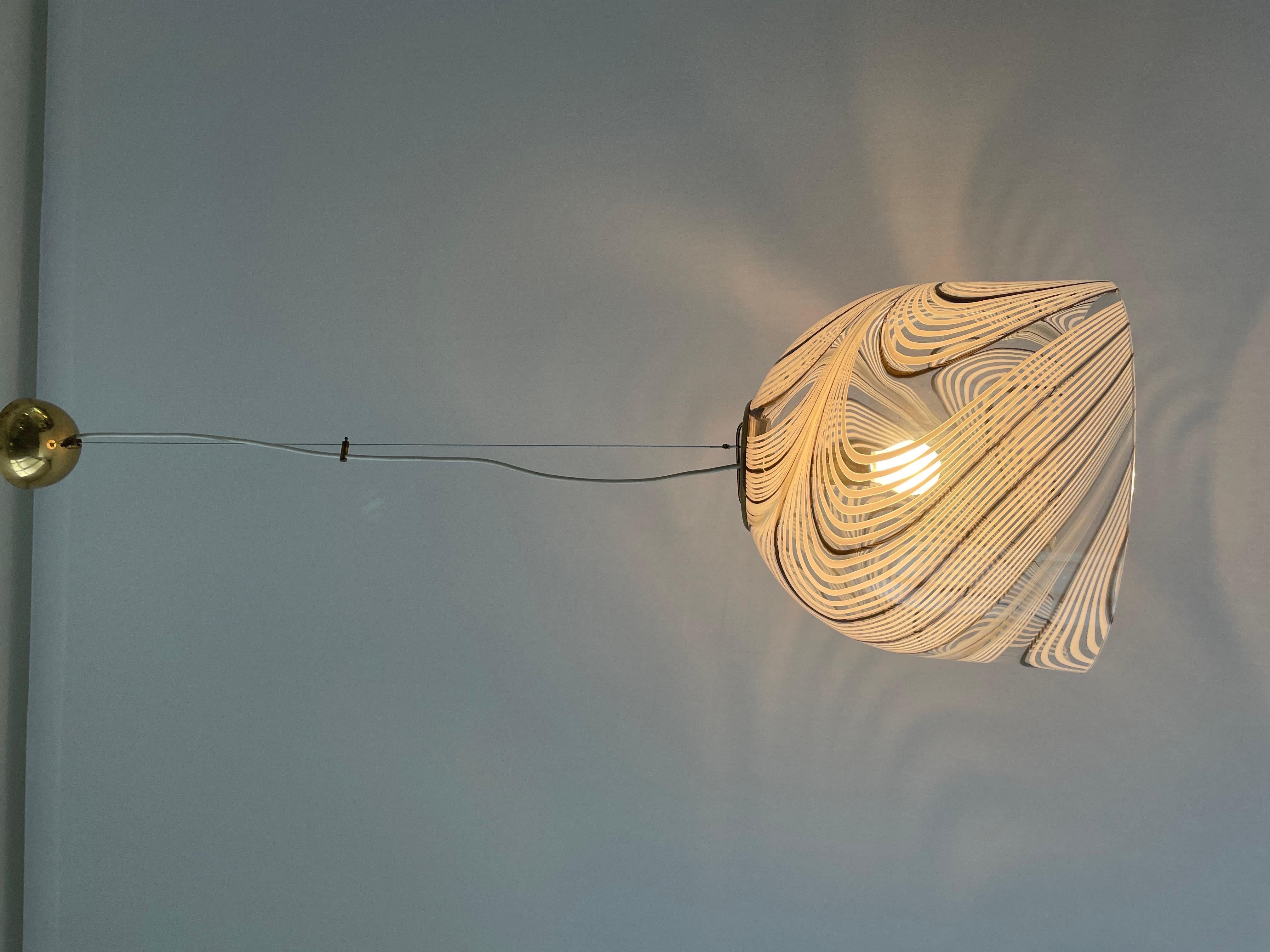 Lampada a sospensione in vetro di Murano Swirl Design, anni '70, Italia in vendita 3