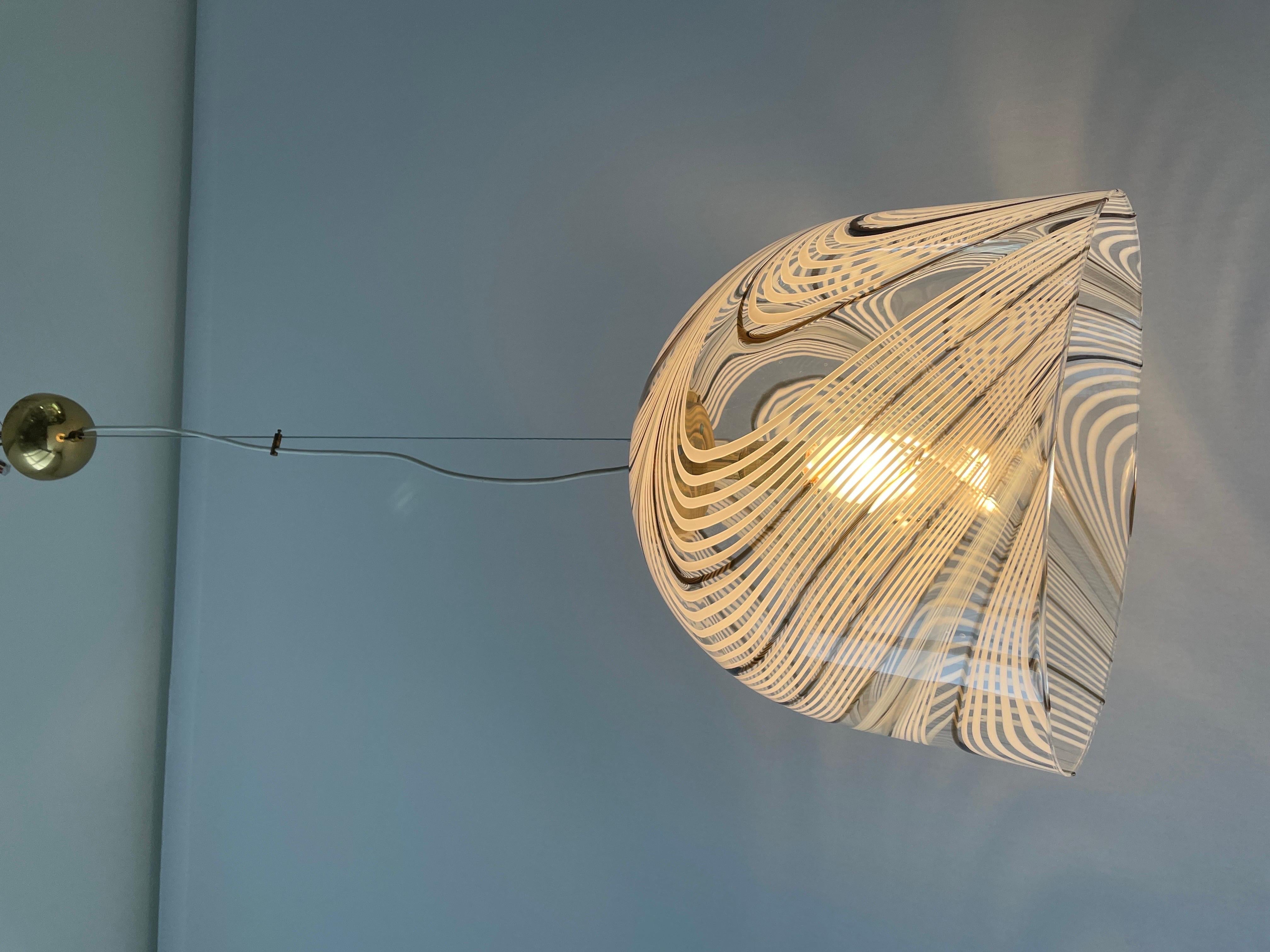 Swirl Design Murano Glass Pendant Lamp, 1970s, Italy For Sale 4