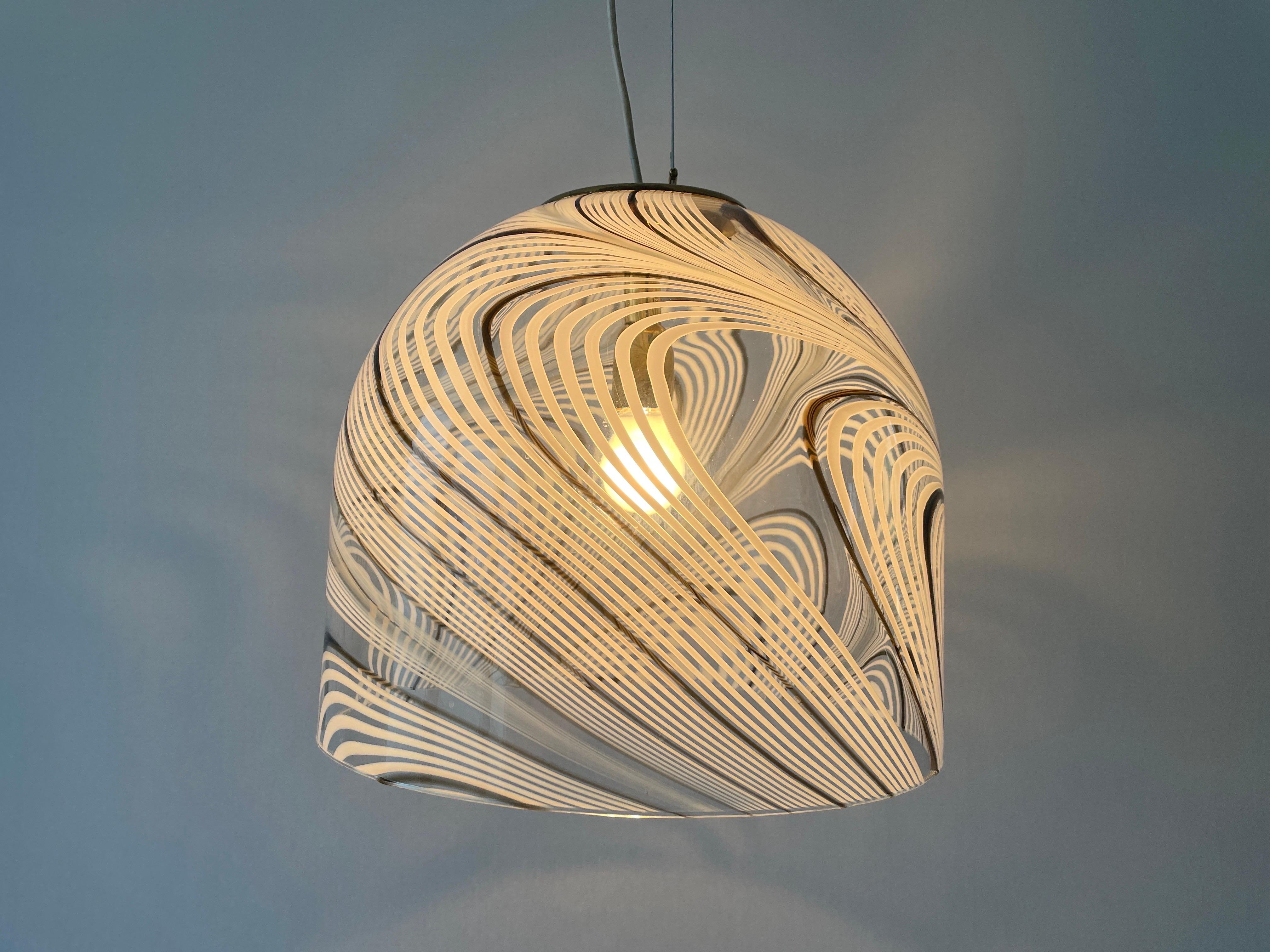 Swirl Design Murano Glass Pendant Lamp, 1970s, Italy For Sale 7