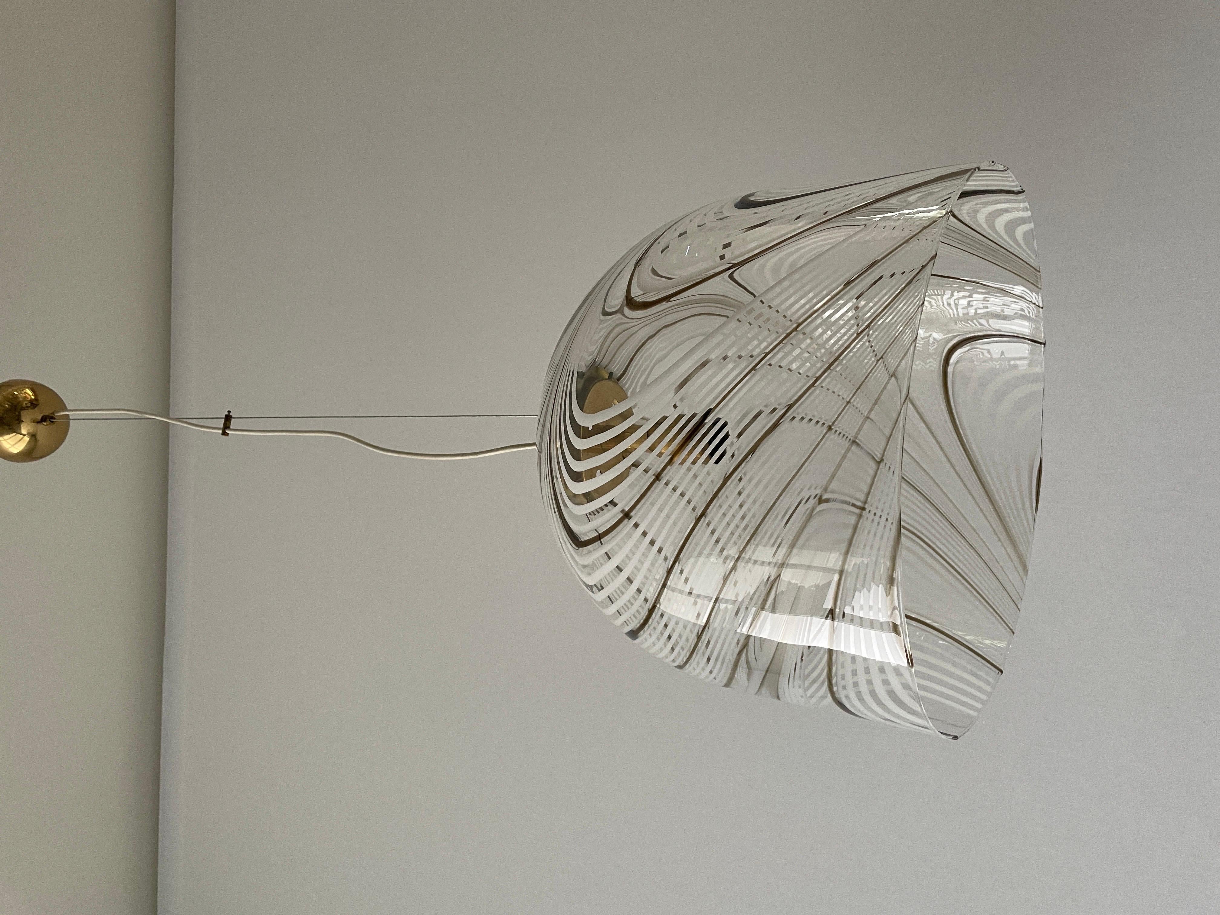 Mid-Century Modern Swirl Design Murano Glass Pendant Lamp, 1970s, Italy For Sale