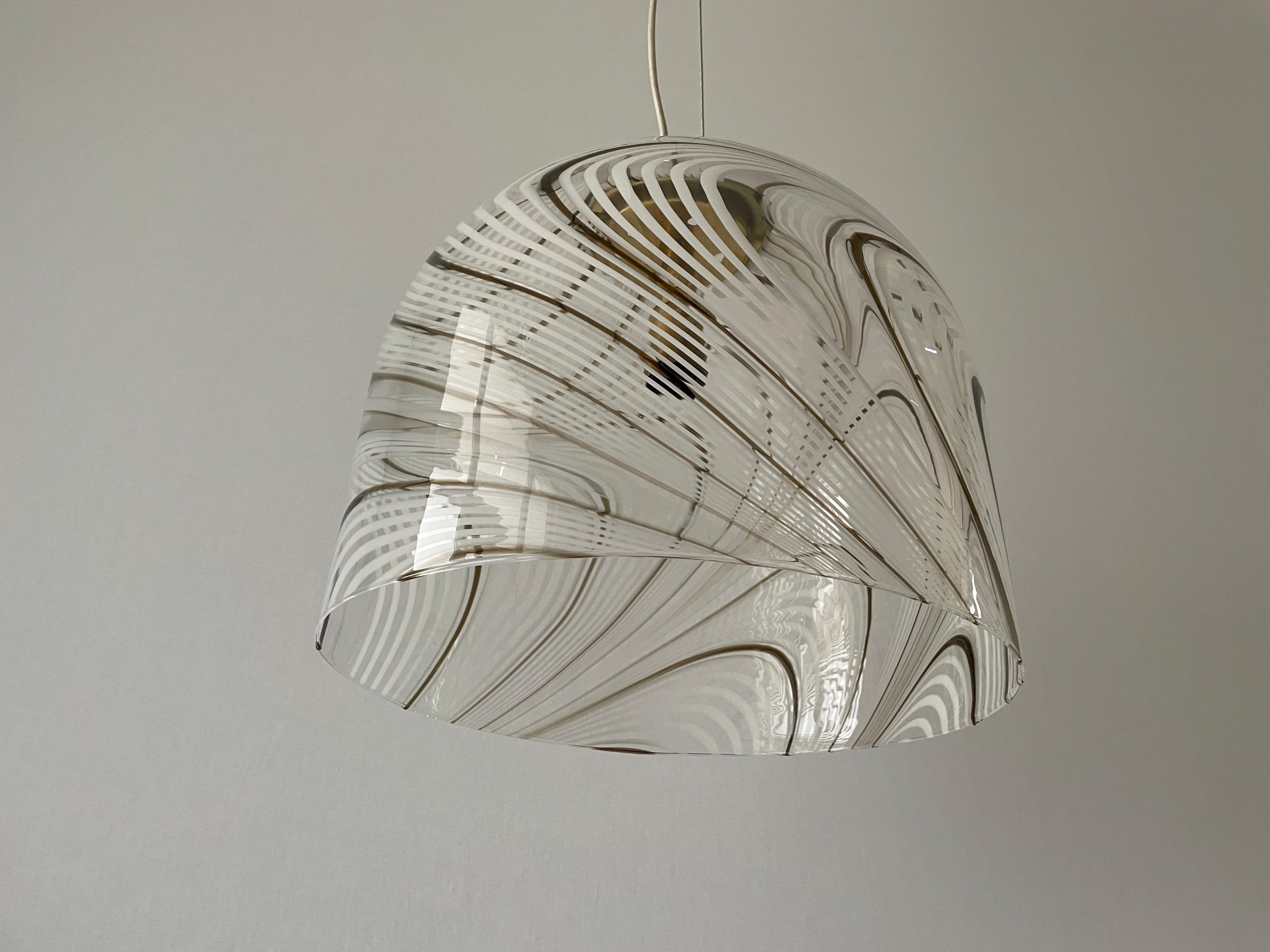 Italian Swirl Design Murano Glass Pendant Lamp, 1970s, Italy For Sale