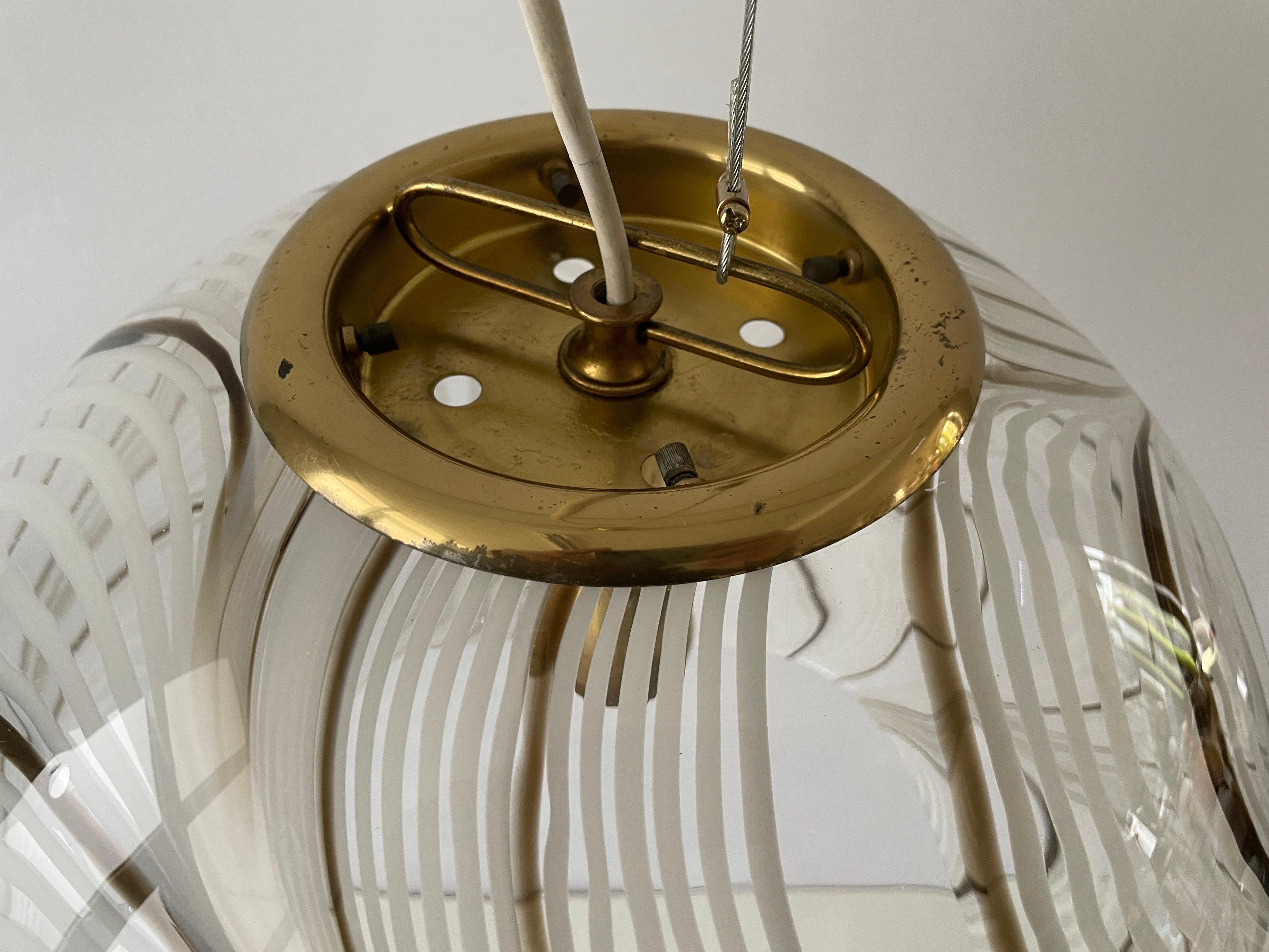 Swirl Design Murano Glass Pendant Lamp, 1970s, Italy In Good Condition For Sale In Hagenbach, DE