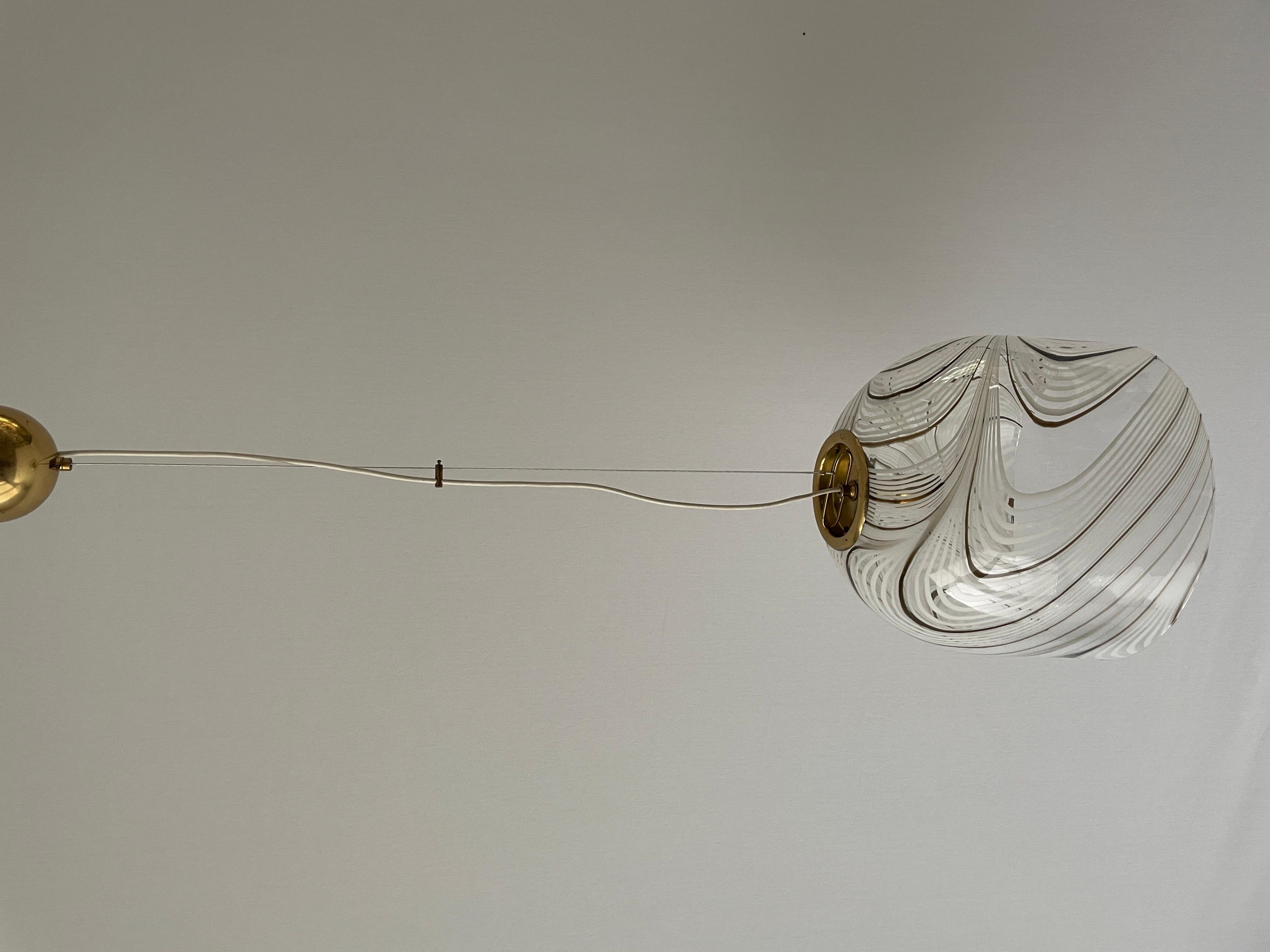 Metal Swirl Design Murano Glass Pendant Lamp, 1970s, Italy For Sale