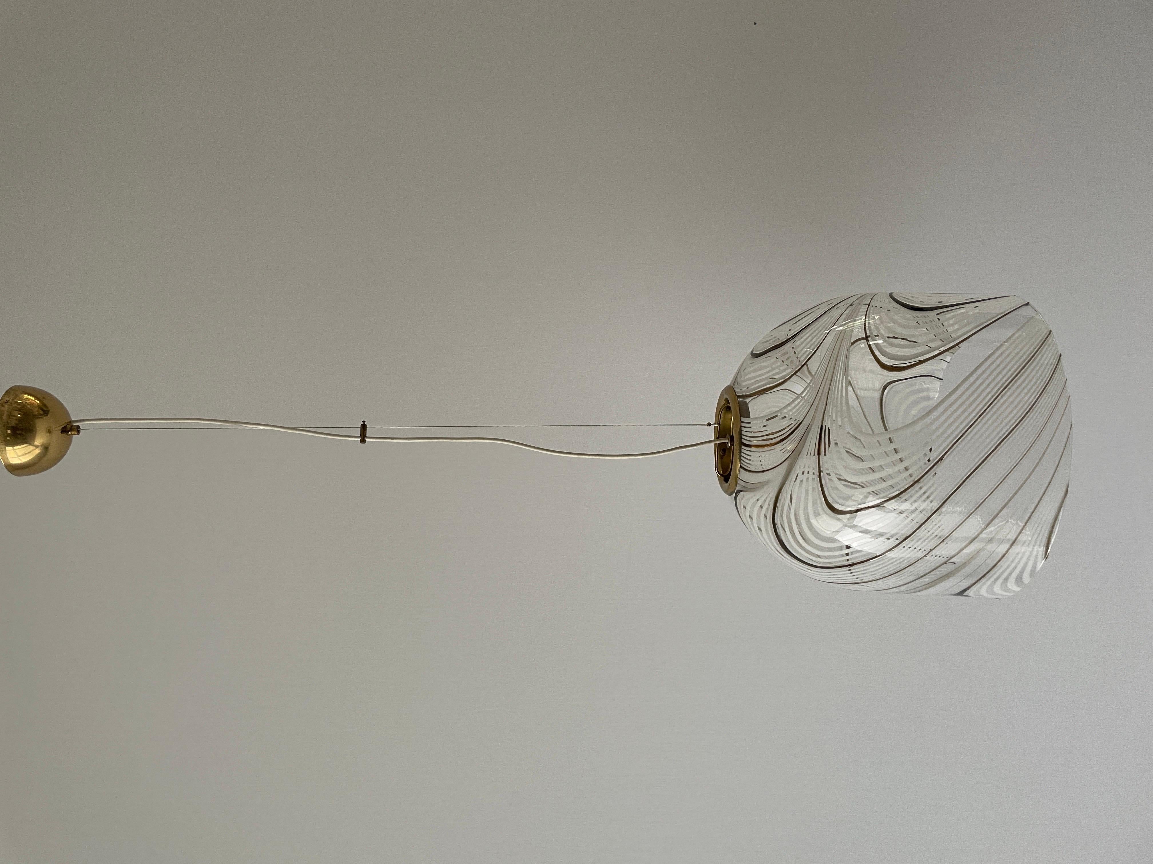 Swirl Design Murano Glass Pendant Lamp, 1970s, Italy For Sale 1