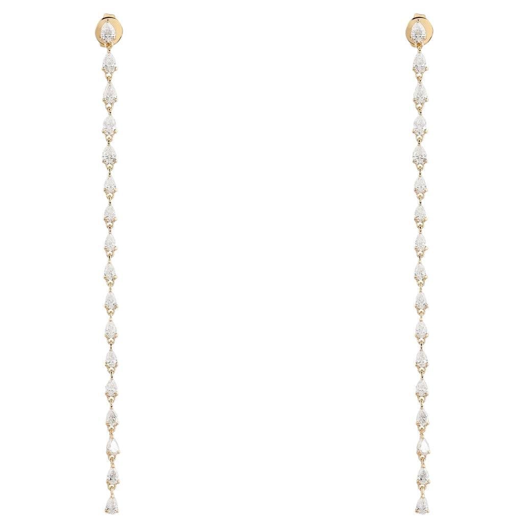 Swirl Diamond 14K Yellow Gold Drop Earrings