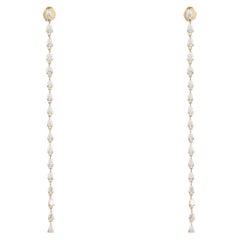 Swirl Diamond 14K Yellow Gold Drop Earrings