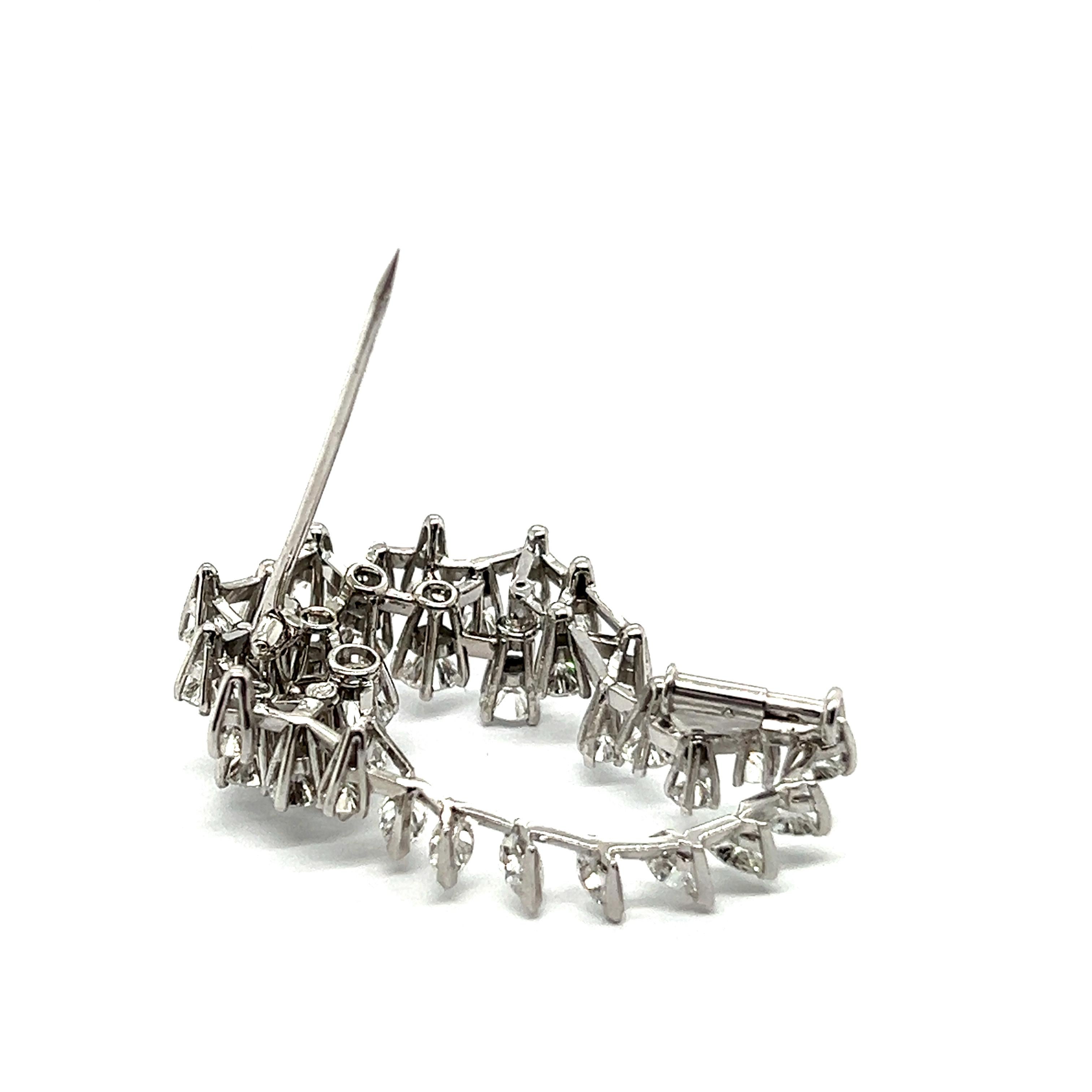 Swirl Diamond Brooch in 18 Karat White Gold For Sale 2