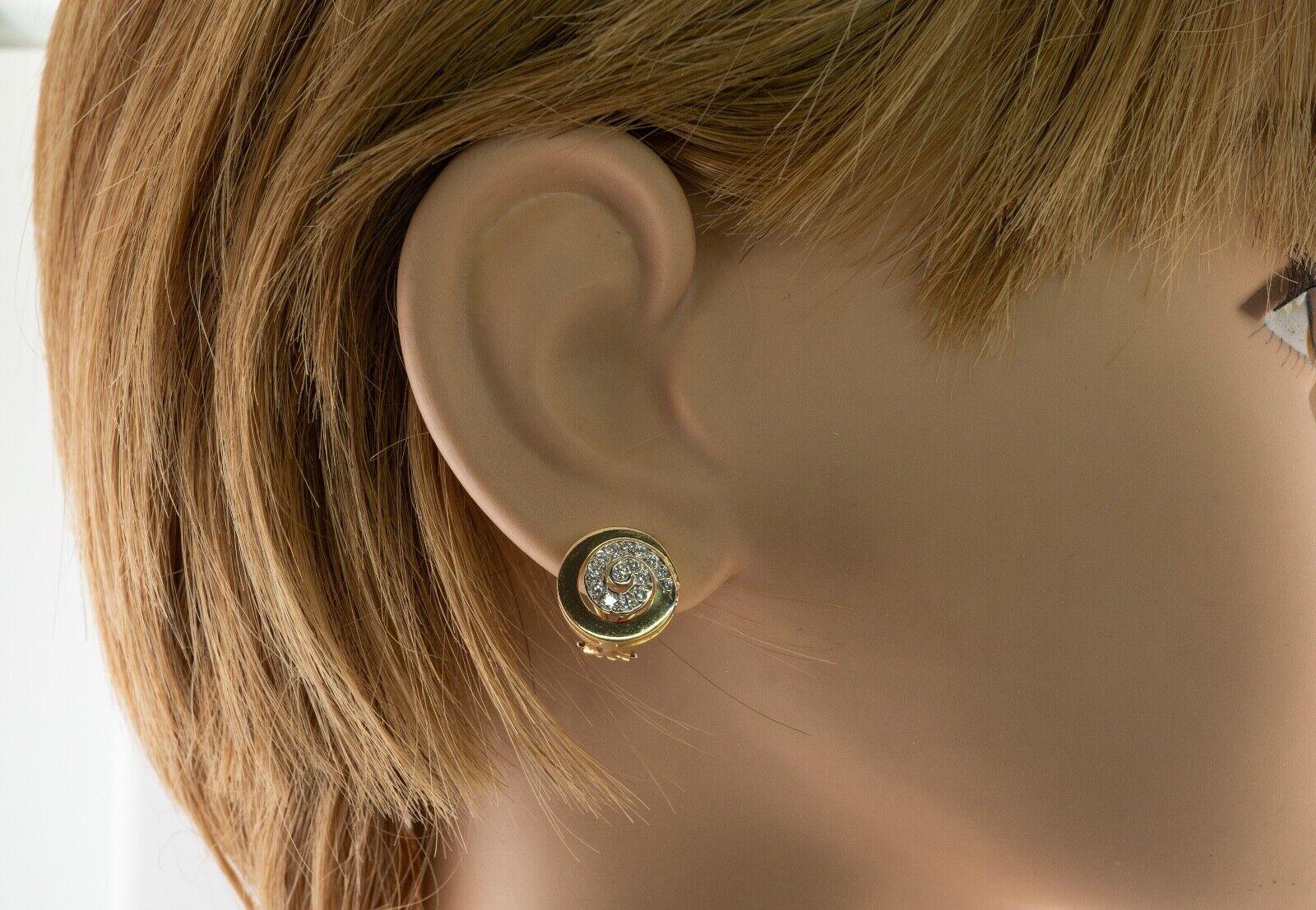 Swirl Spiral Diamond Earrings Ivan & Co. Clips 18k Gold For Sale 7