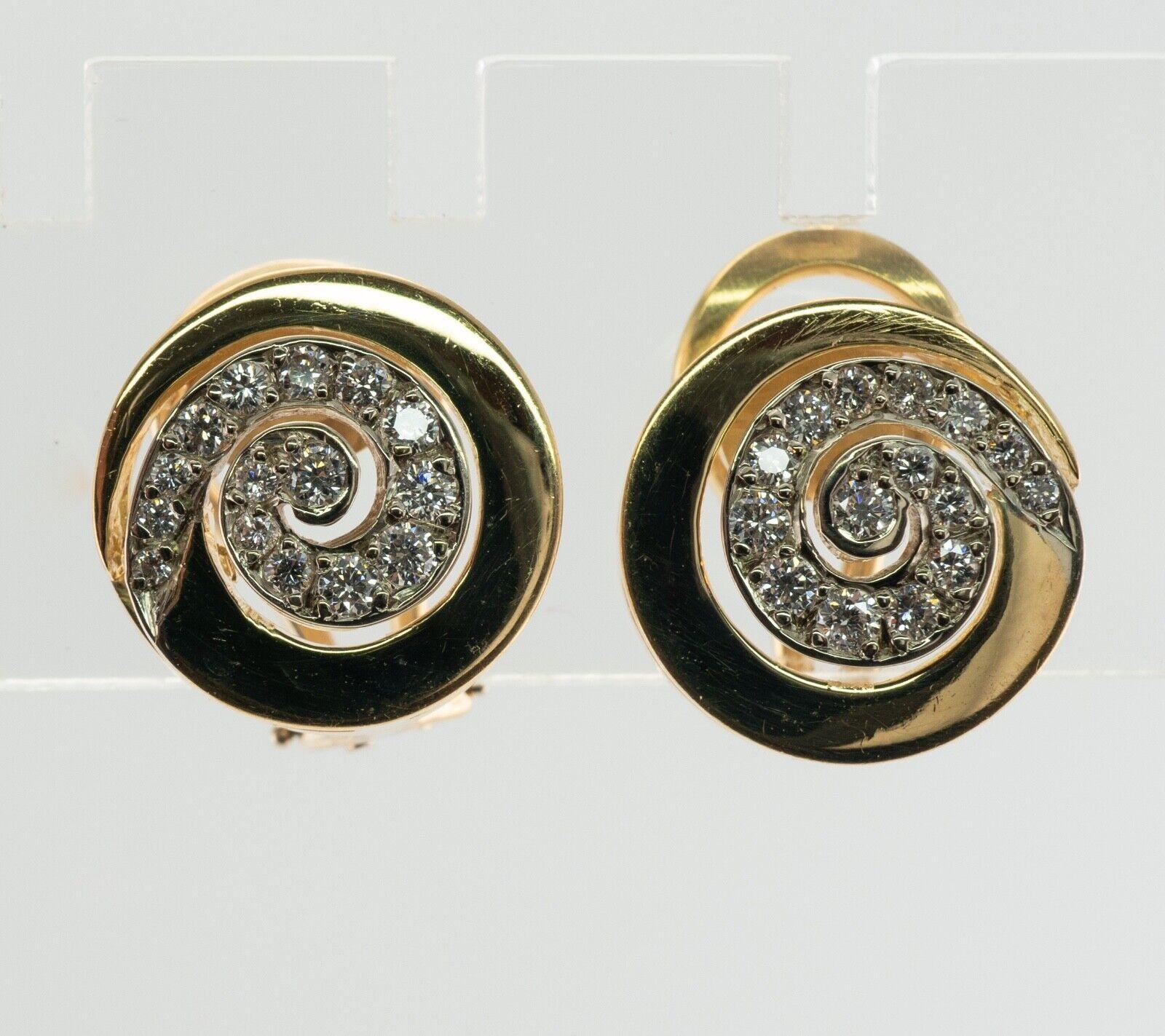 Swirl Spiral Diamond Earrings Ivan & Co. Clips 18k Gold For Sale 8