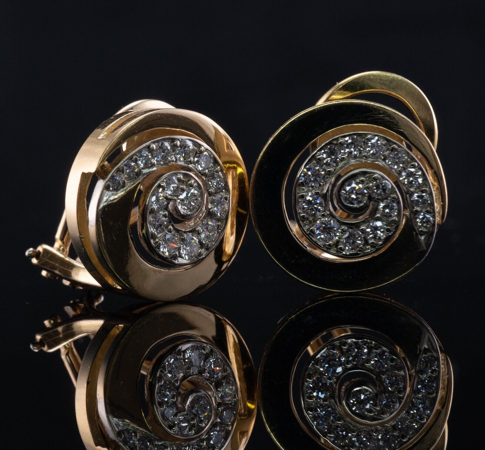 Swirl Spiral Diamond Earrings Ivan & Co. Clips 18k Gold For Sale 10