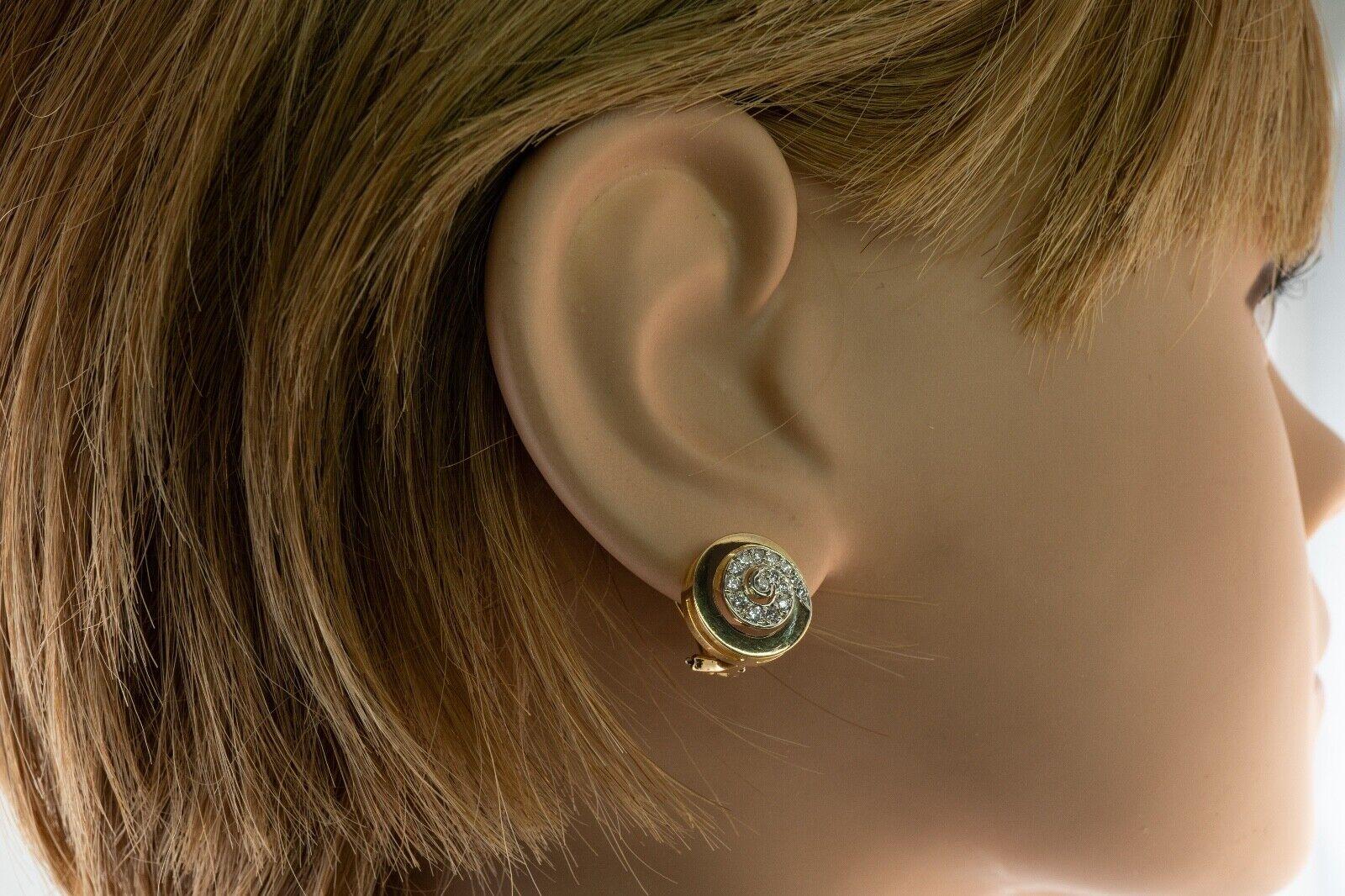 Women's Swirl Spiral Diamond Earrings Ivan & Co. Clips 18k Gold For Sale