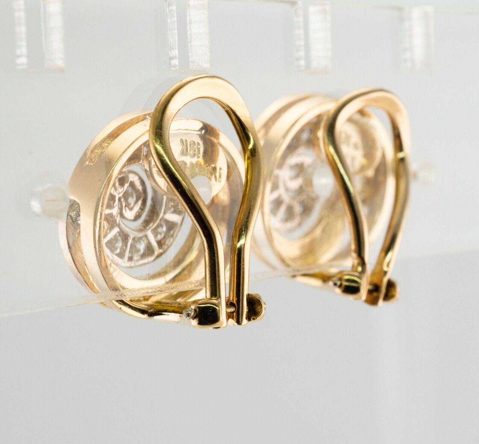 Swirl Spiral Diamond Earrings Ivan & Co. Clips 18k Gold For Sale 2