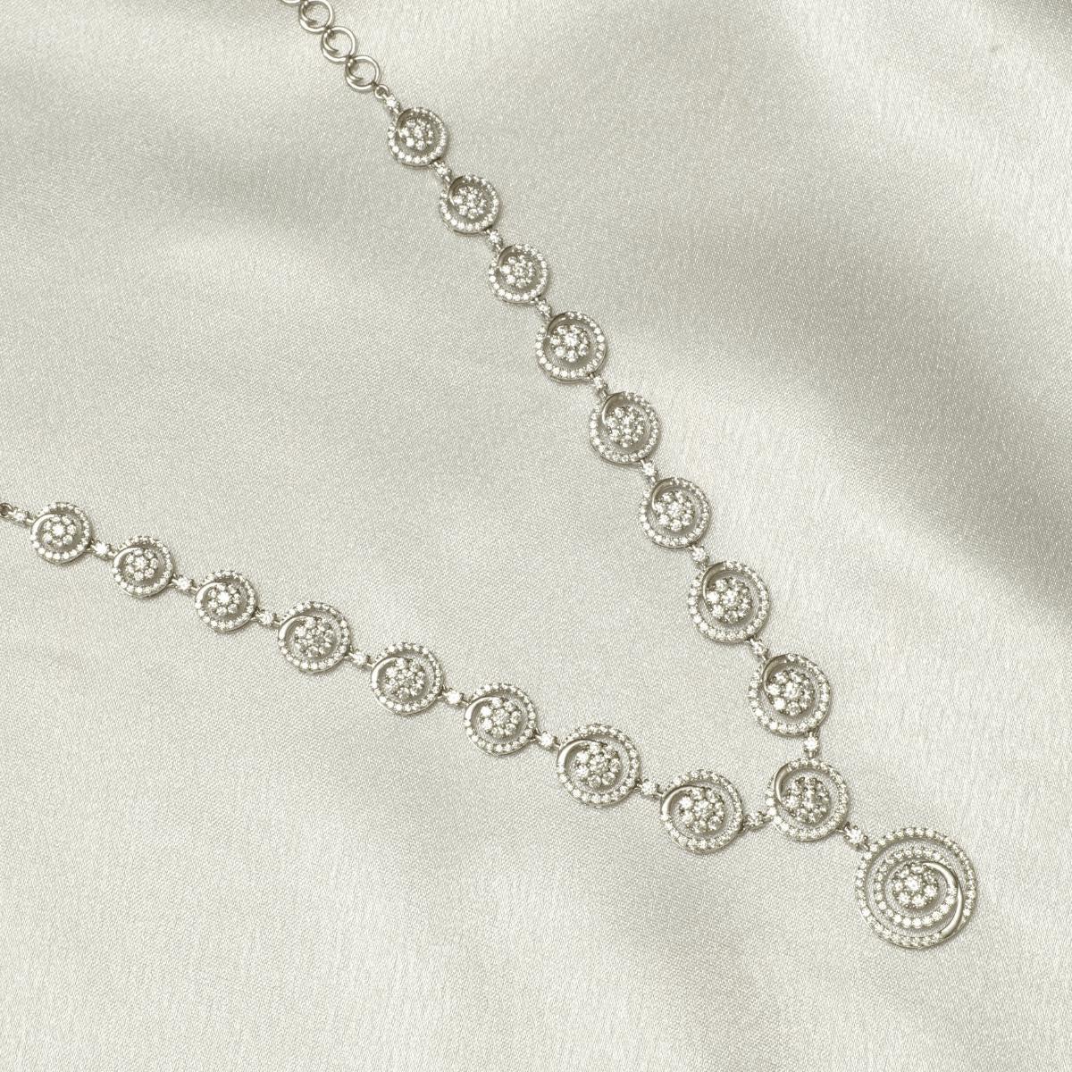Collier à pendentifs en or massif 14K avec diamants en forme de tourbillon (certifié) Neuf - En vente à New Delhi, DL