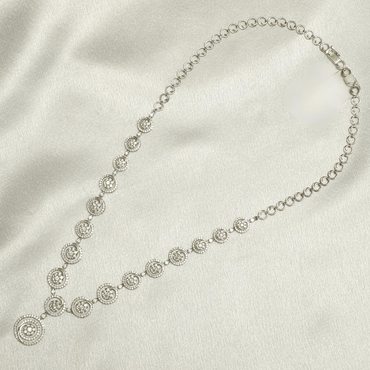 Collier à pendentifs en or massif 14K avec diamants en forme de tourbillon (certifié) Pour femmes en vente