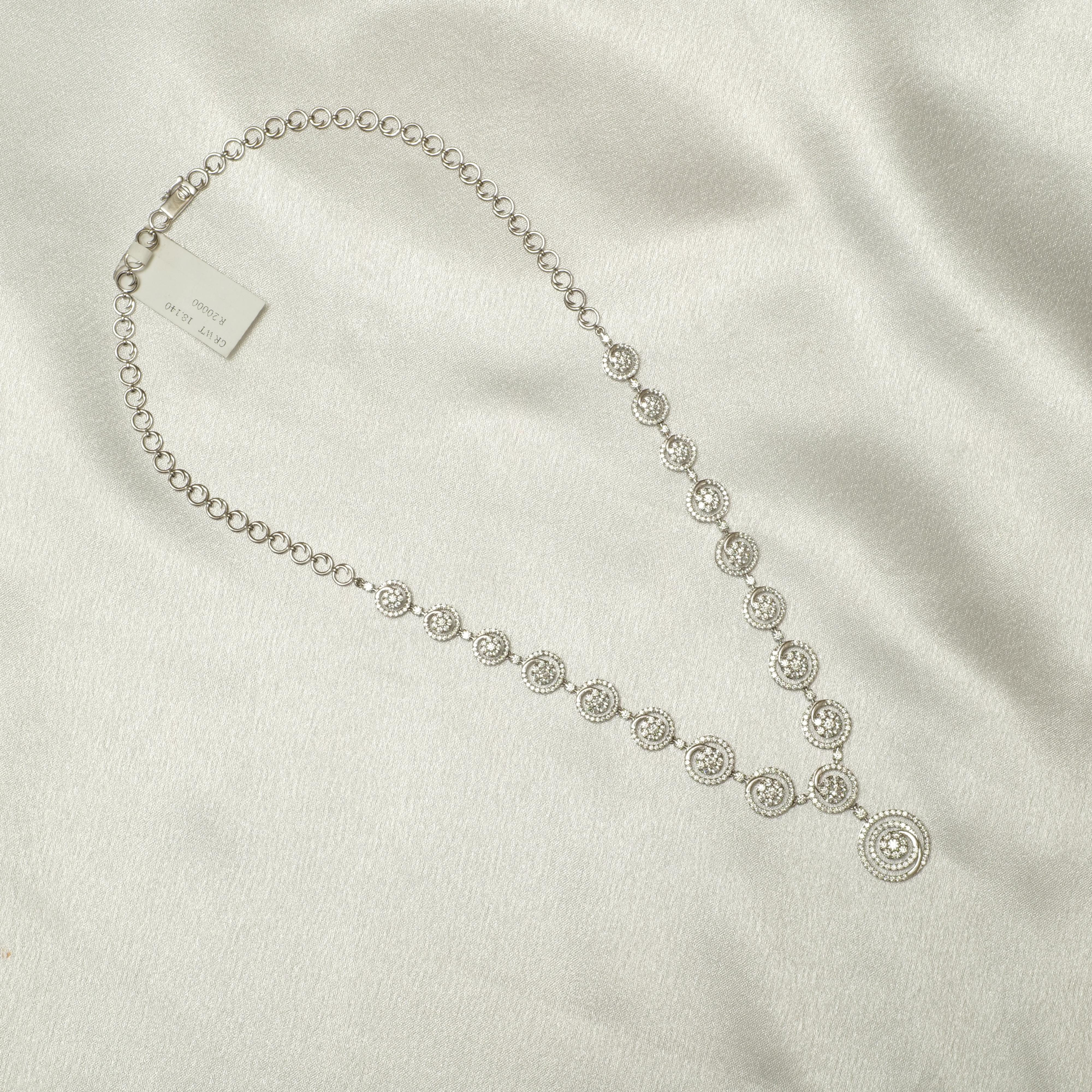 Collar Colgante Remolino de Diamantes en Oro Macizo de 14 K (Certificado) en venta 2