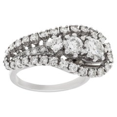 Swirl Diamond Ring in 14k White Gold, 2.00 Carats in White Clean Diamonds