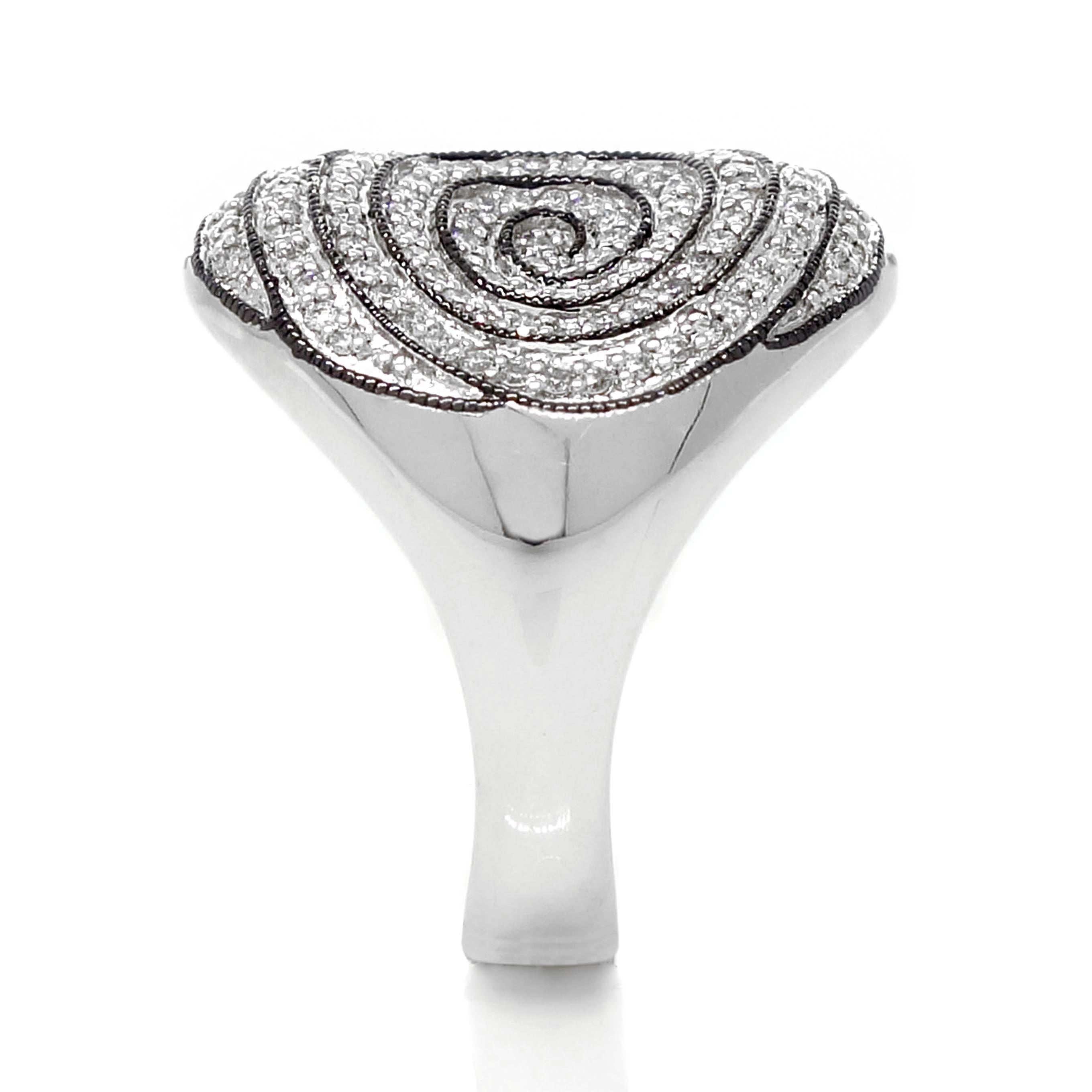 Women's 0.71 Carat Swirl Diamond Ring in 18k White Gold For Sale