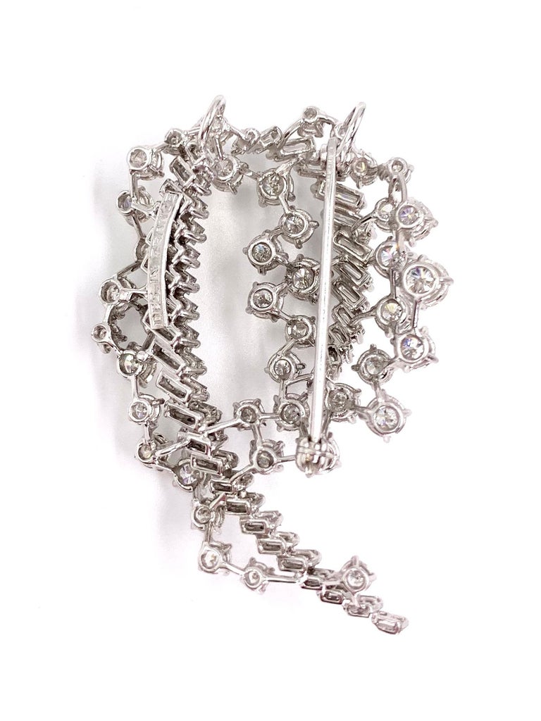 Swirl Diamond Spray Pendant or Brooch For Sale at 1stDibs