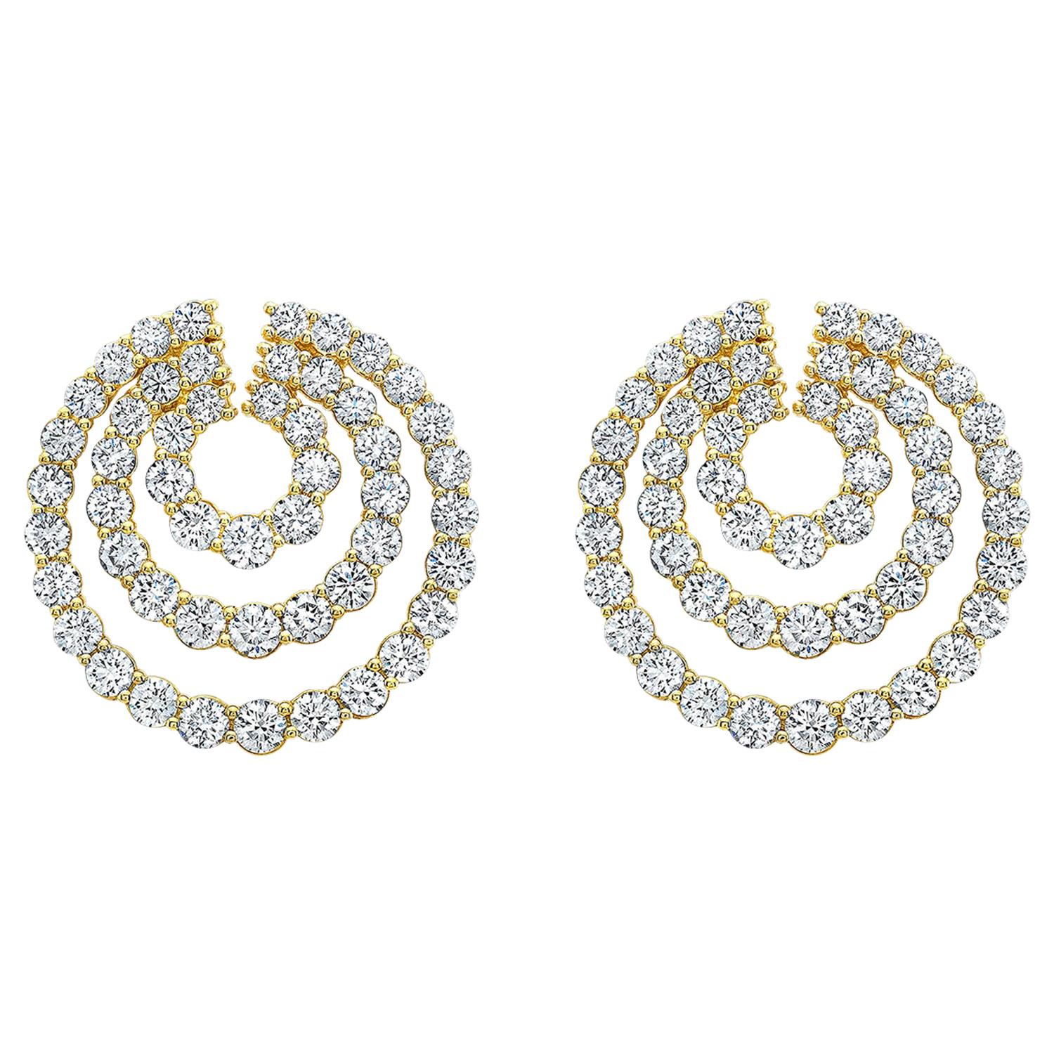 Swirl Earrings with Round Brilliant Cut Diamonds For Sale