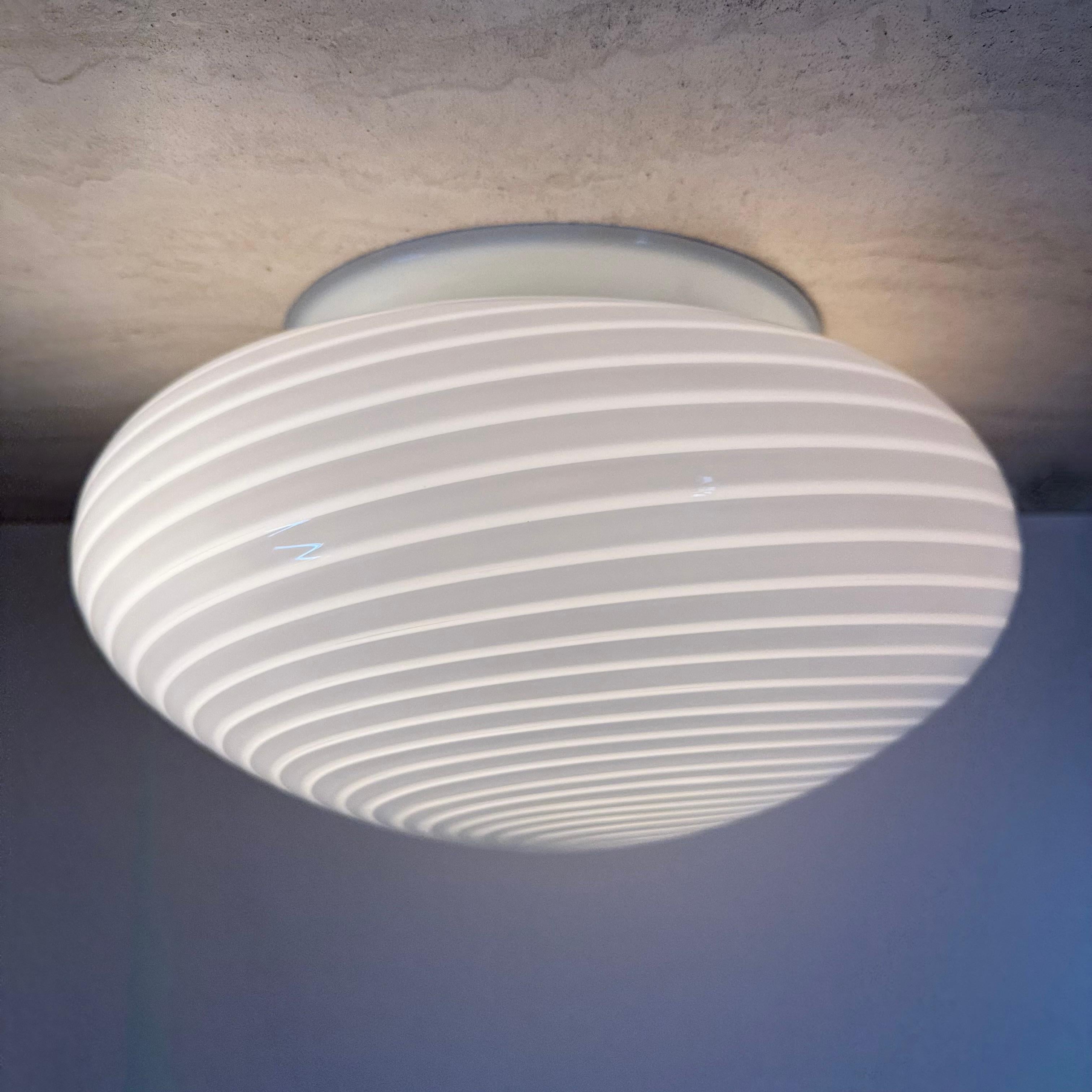 Mid-Century Modern Swirl flush mount ceiling lamp , 1970s Italy For Sale
