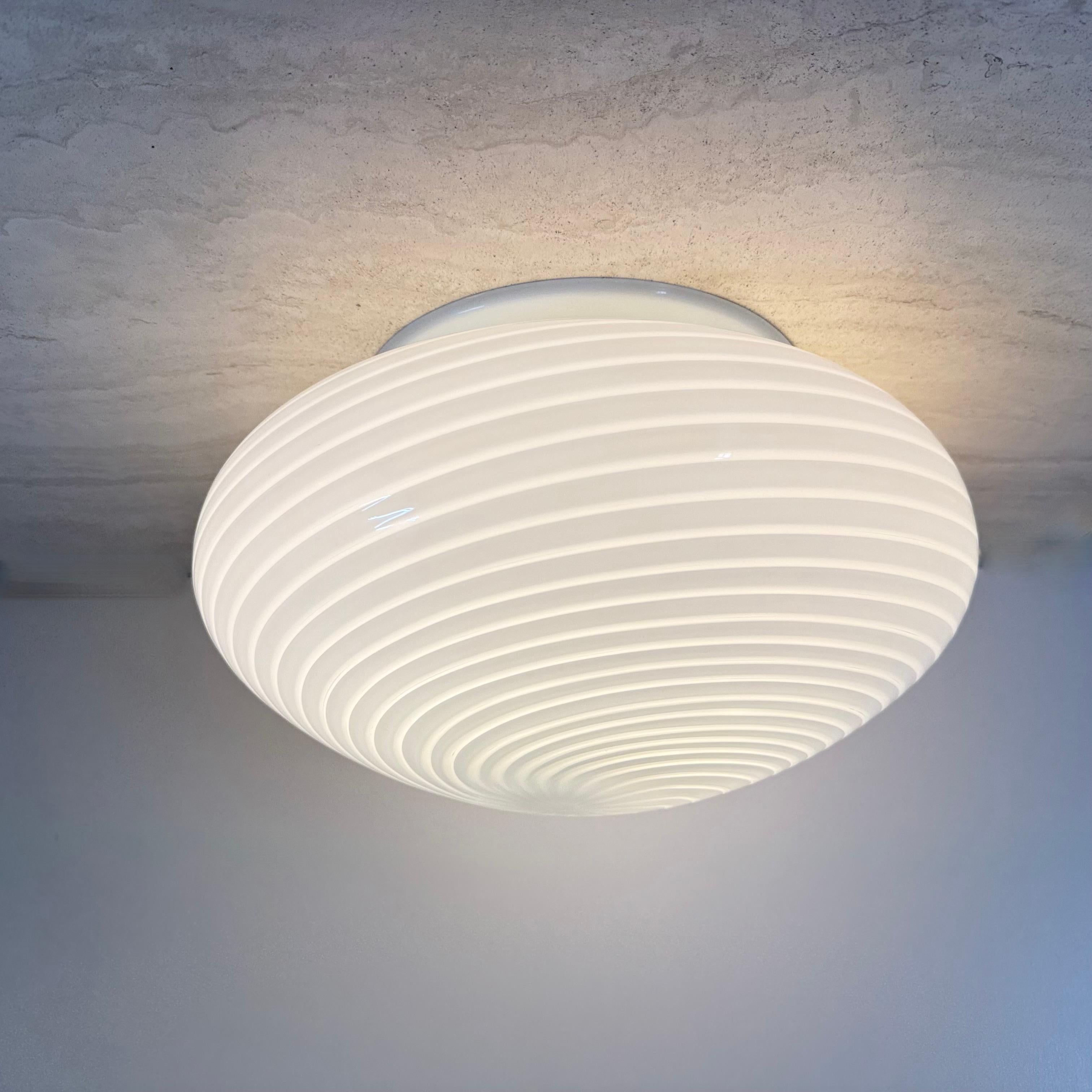 Swirl flush mount ceiling lamp , 1970s Italy In Good Condition For Sale In Delft, NL