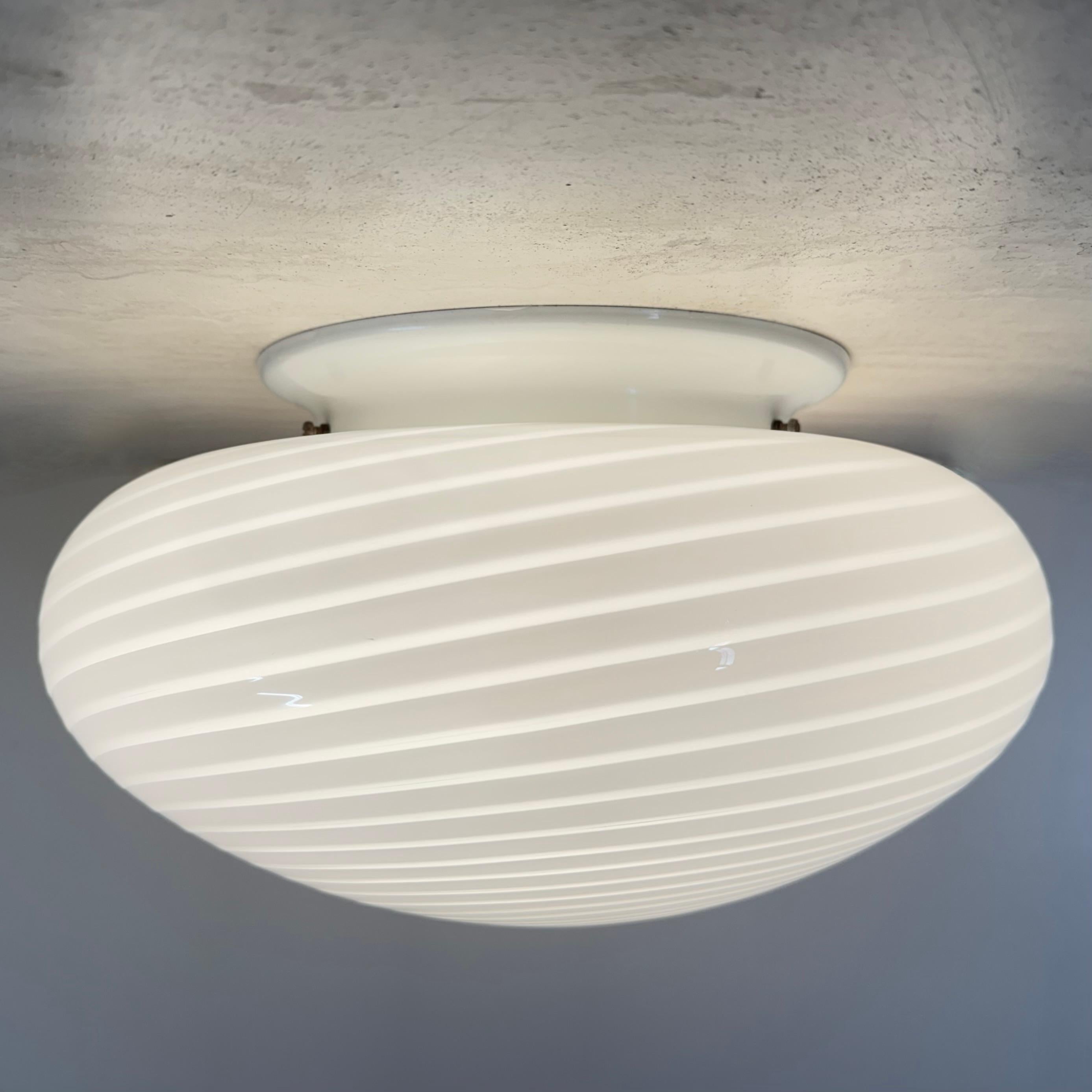 Late 20th Century Swirl flush mount ceiling lamp , 1970s Italy For Sale