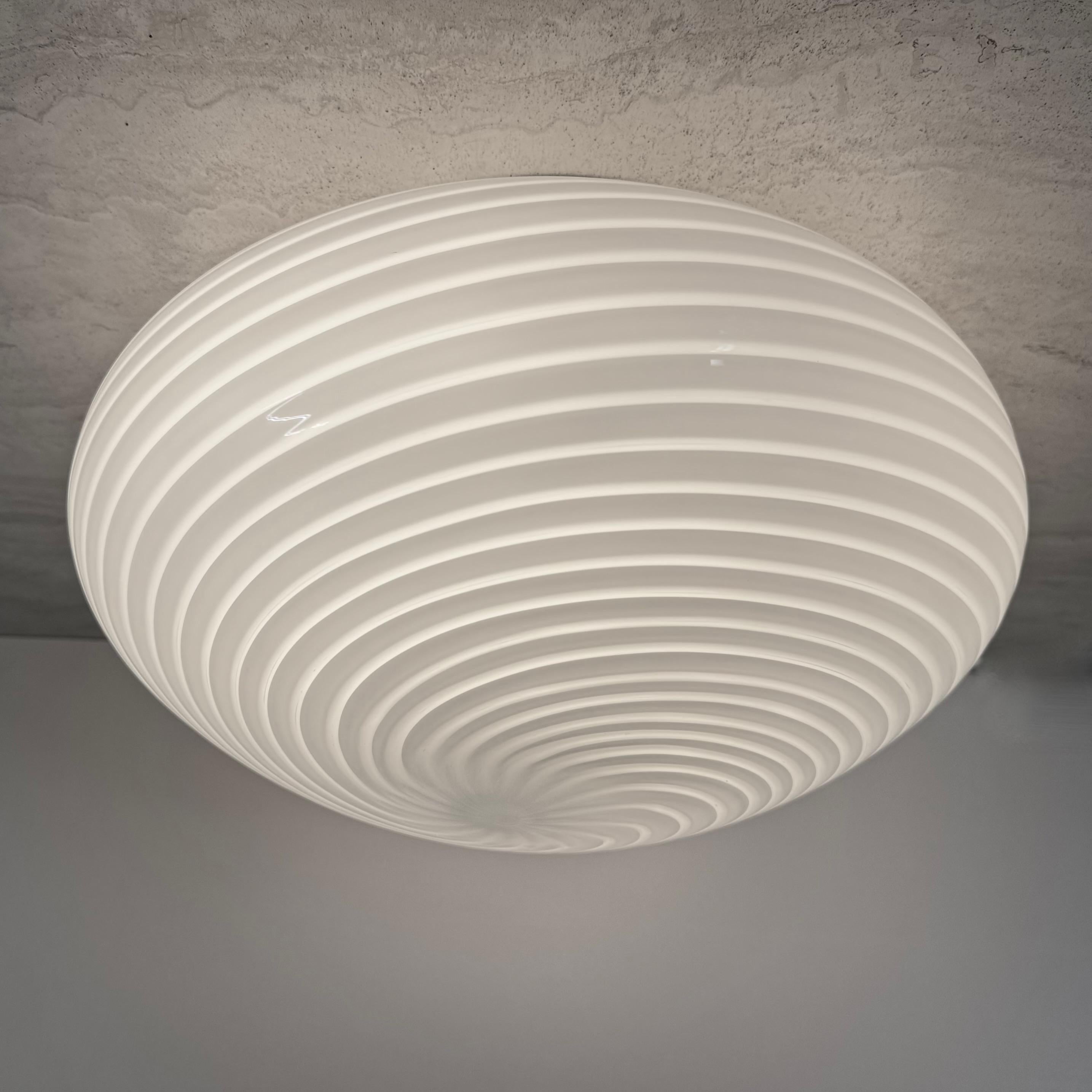 Metal Swirl flush mount ceiling lamp , 1970s Italy For Sale