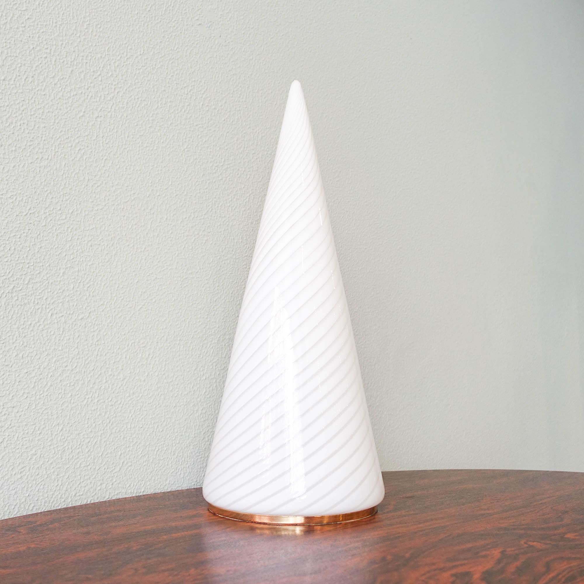 Italian Swirl Glass Pyramid Table Lamp by Vetri Murano, 1970s