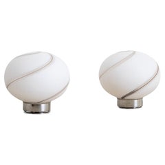 "Swirl" Globe Table Lamp, a Pair