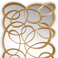 Swirl Gold Mirror with Solid Mahogany Wood