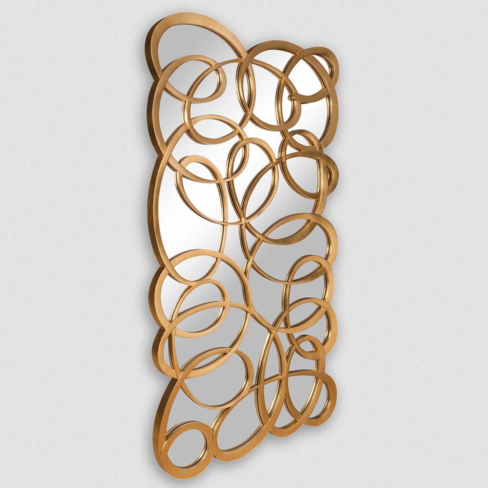 XXIe siècle et contemporain Miroir Swirl Gold en bois d'acajou massif en vente