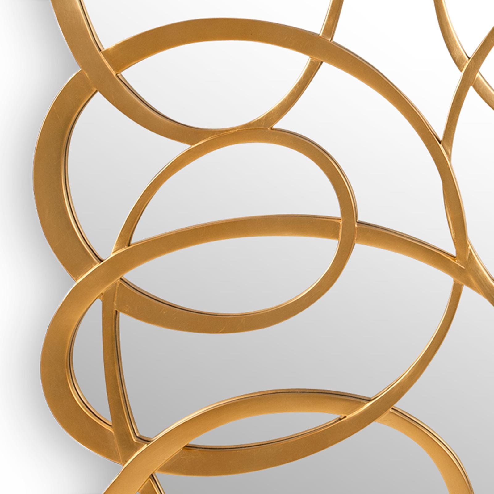 Miroir Swirl Gold en bois d'acajou massif en vente 1