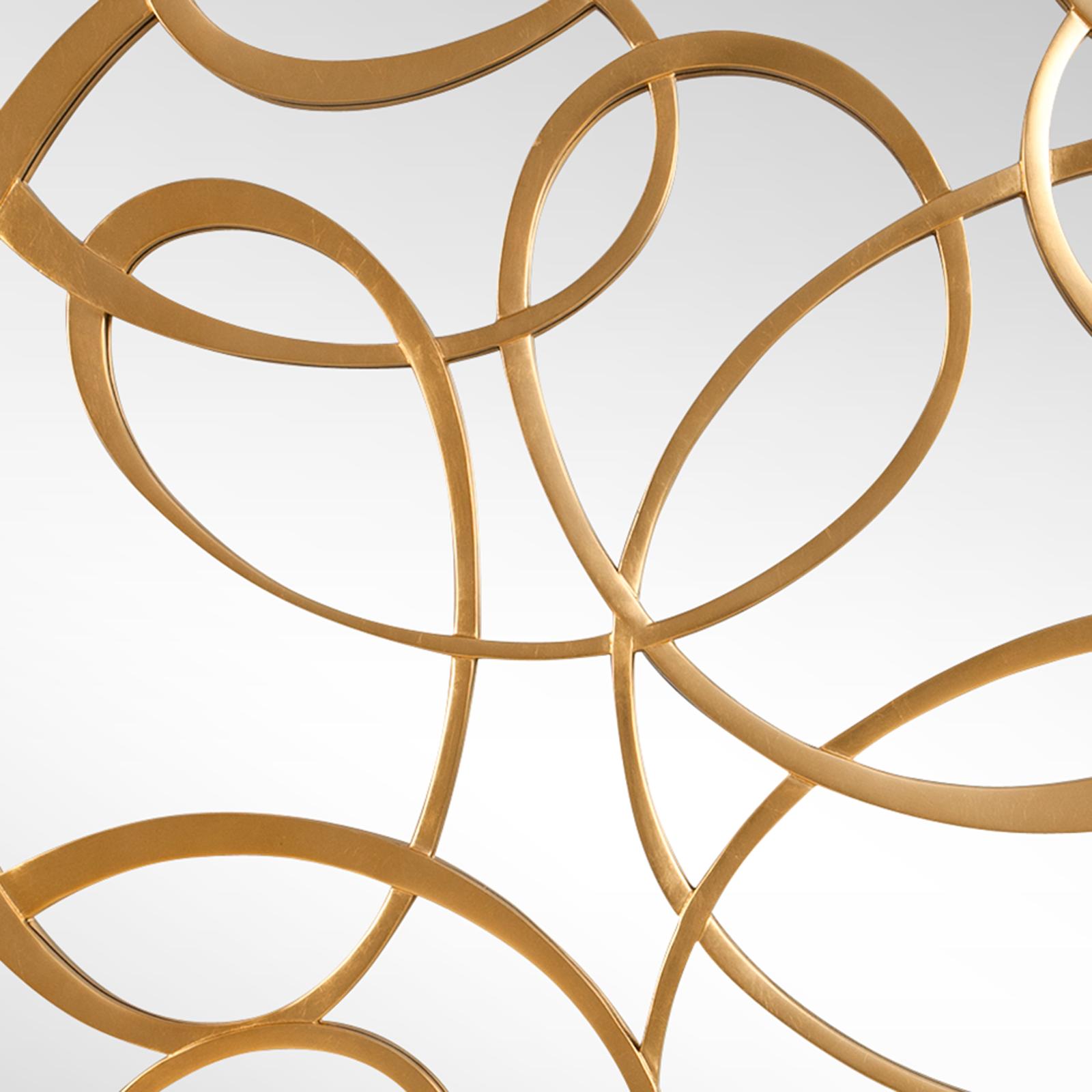 Miroir Swirl Gold en bois d'acajou massif en vente 2