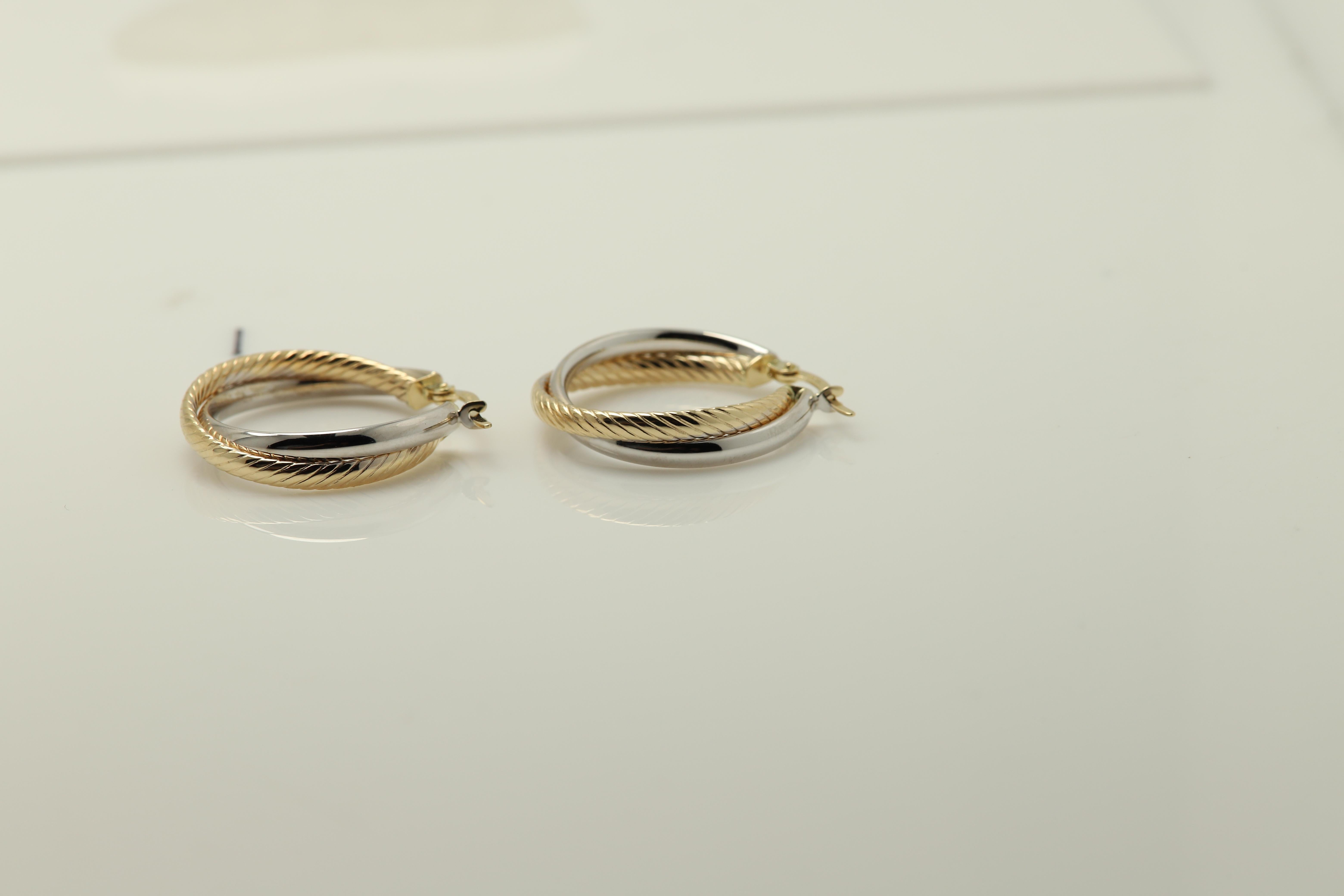 Swirl Italian Hoops 14 Karat Solid Gold Earrings Gold Hoops Artistic Earrings For Sale 1