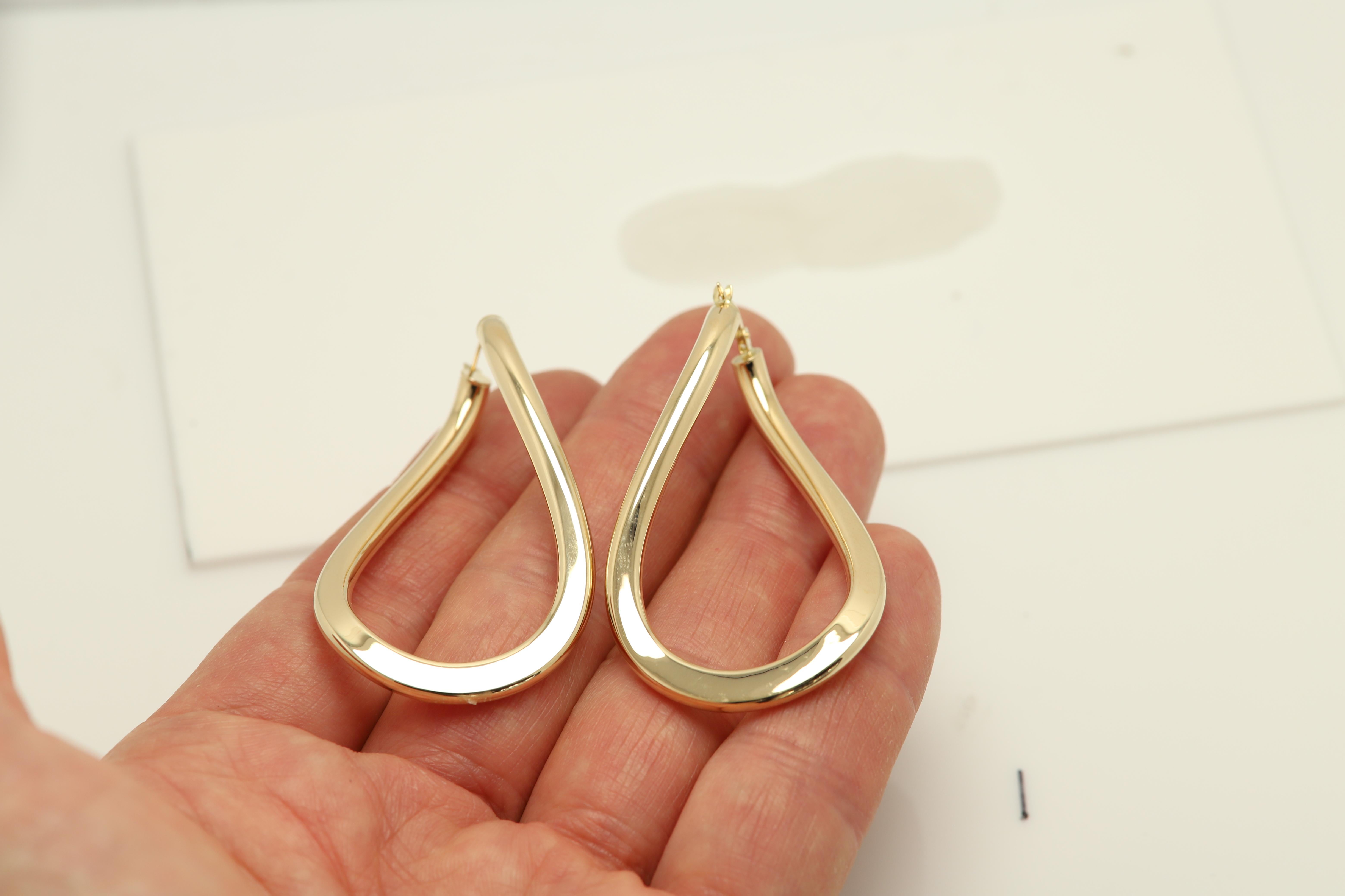 Pendientes Aros Italianos Remolino Oro Macizo 14 Kilates Pendientes Aros Artísticos de Oro 2