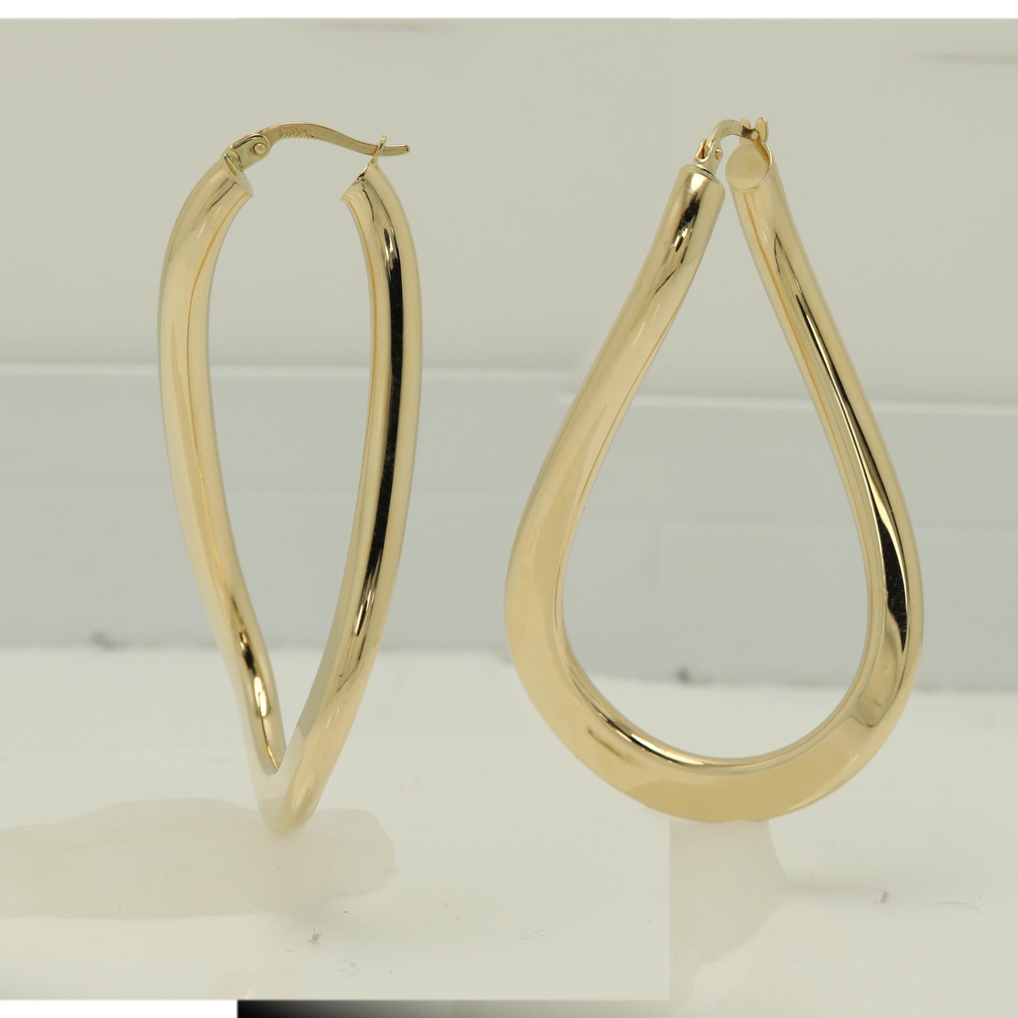 Pendientes Aros Italianos Remolino Oro Macizo 14 Kilates Pendientes Aros Artísticos de Oro 3