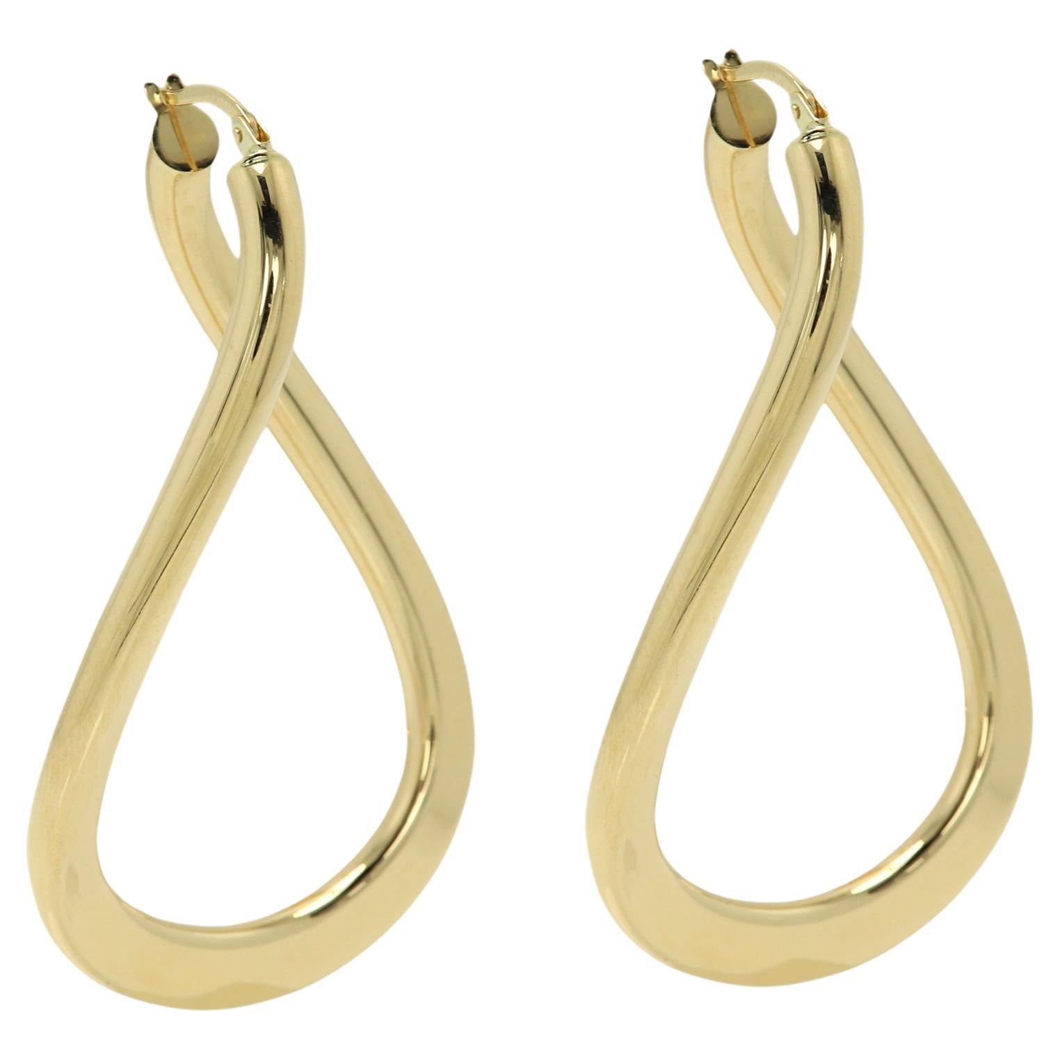 Pendientes Aros Italianos Remolino Oro Macizo 14 Kilates Pendientes Aros Artísticos de Oro