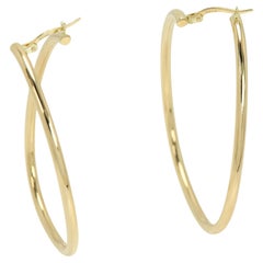 Swirl Italian Hoops 14 Karat Solid Gold Earrings Gold Hoops Artistic Earrings