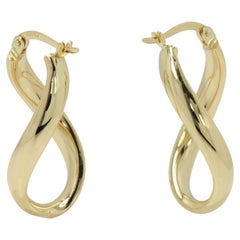 Swirl Italian Hoops 14 Karat Solid Gold Earrings Gold Hoops Artistic Earrings