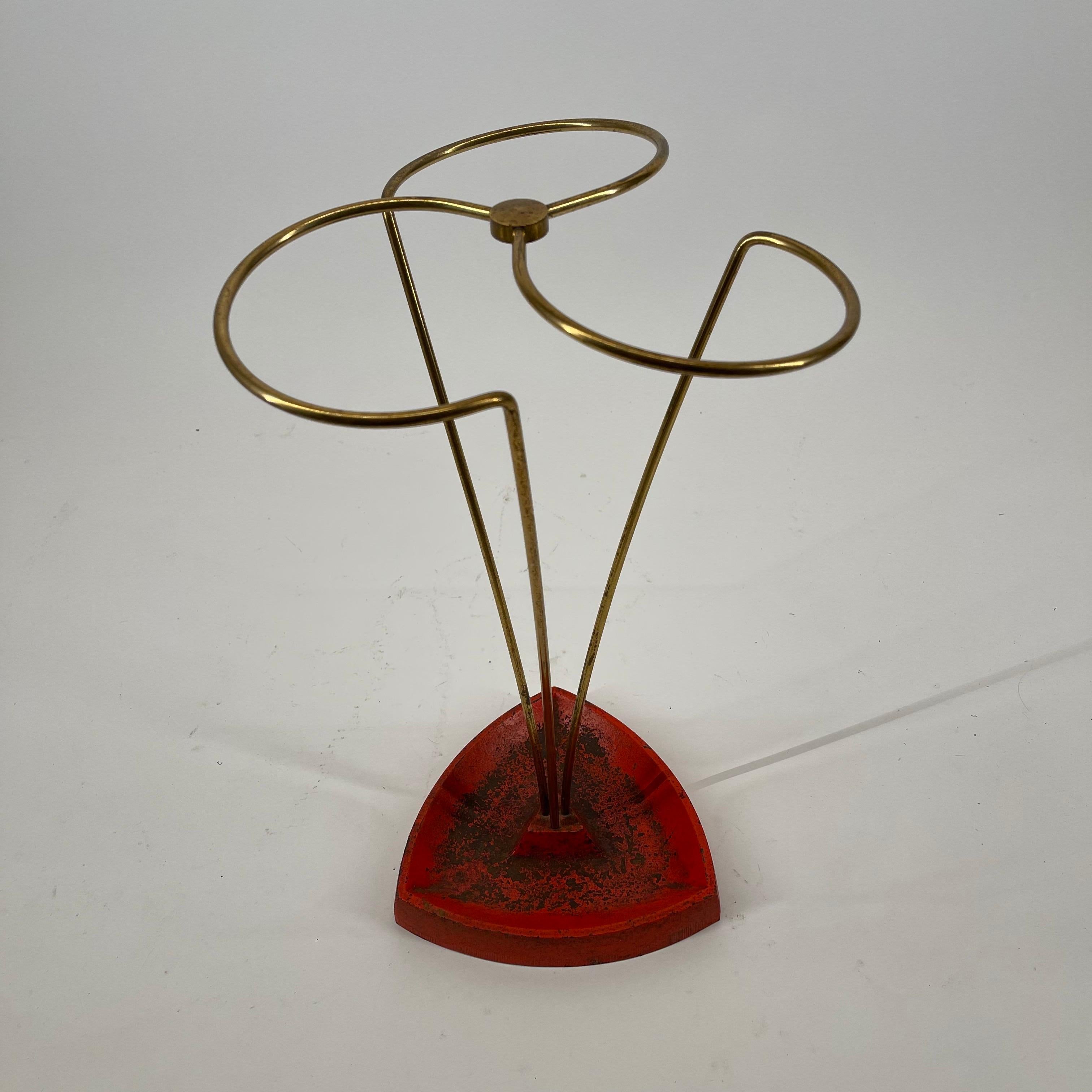 Austrian Swirl Modernist Umbrella Stand Brass Style, Austria, 1950s For Sale