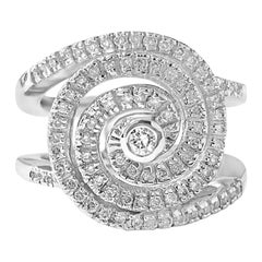 Swirl Motif 18 Karat White Gold 1.00 Carat Diamond Cluster Ring