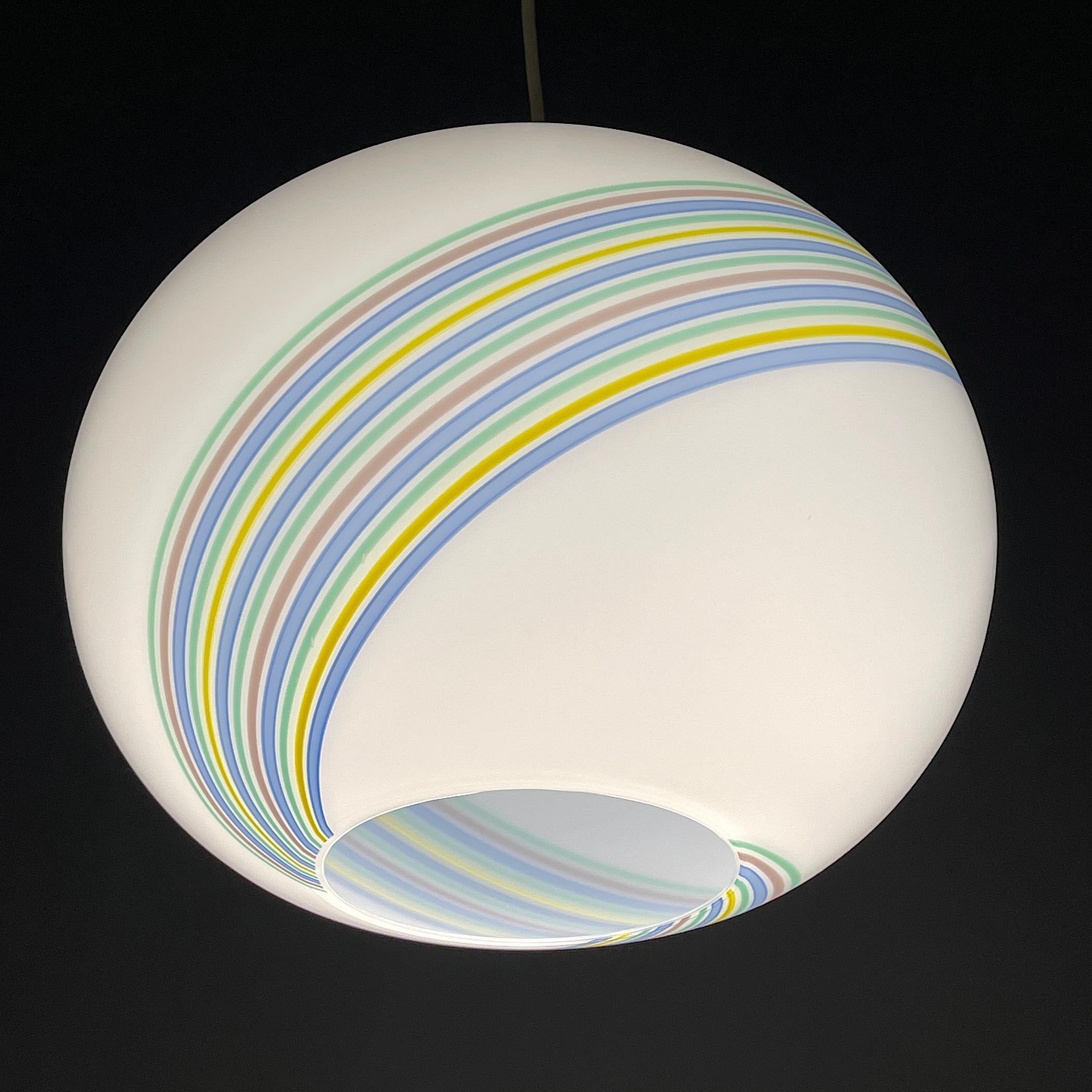 Mid-Century Modern Swirl Murano Glass Pendant Lamp by F.Fabbian, Italy, 1990s  For Sale